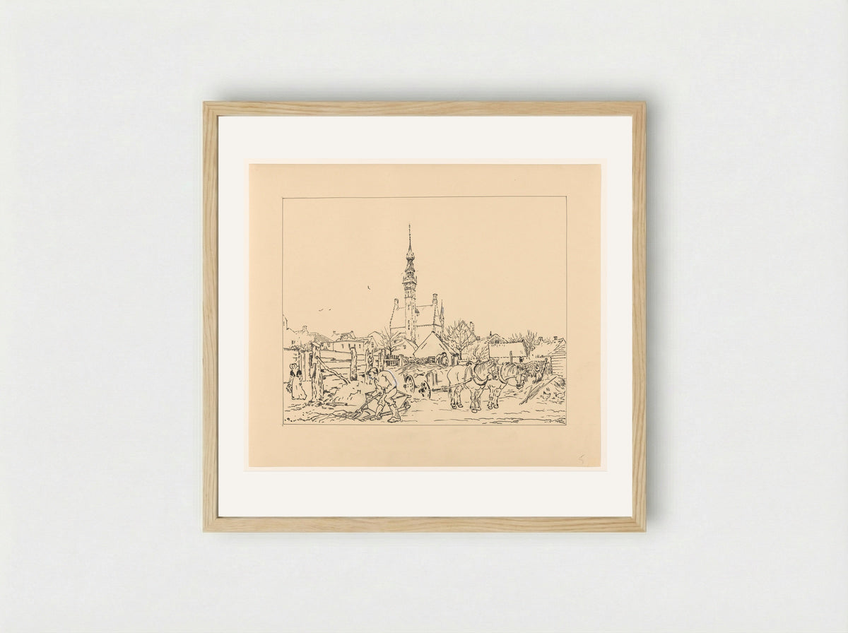 Gezicht op het stadhuis van Veere - Johannes Frederik Engelbert ten Klooster - Framed Print Wood