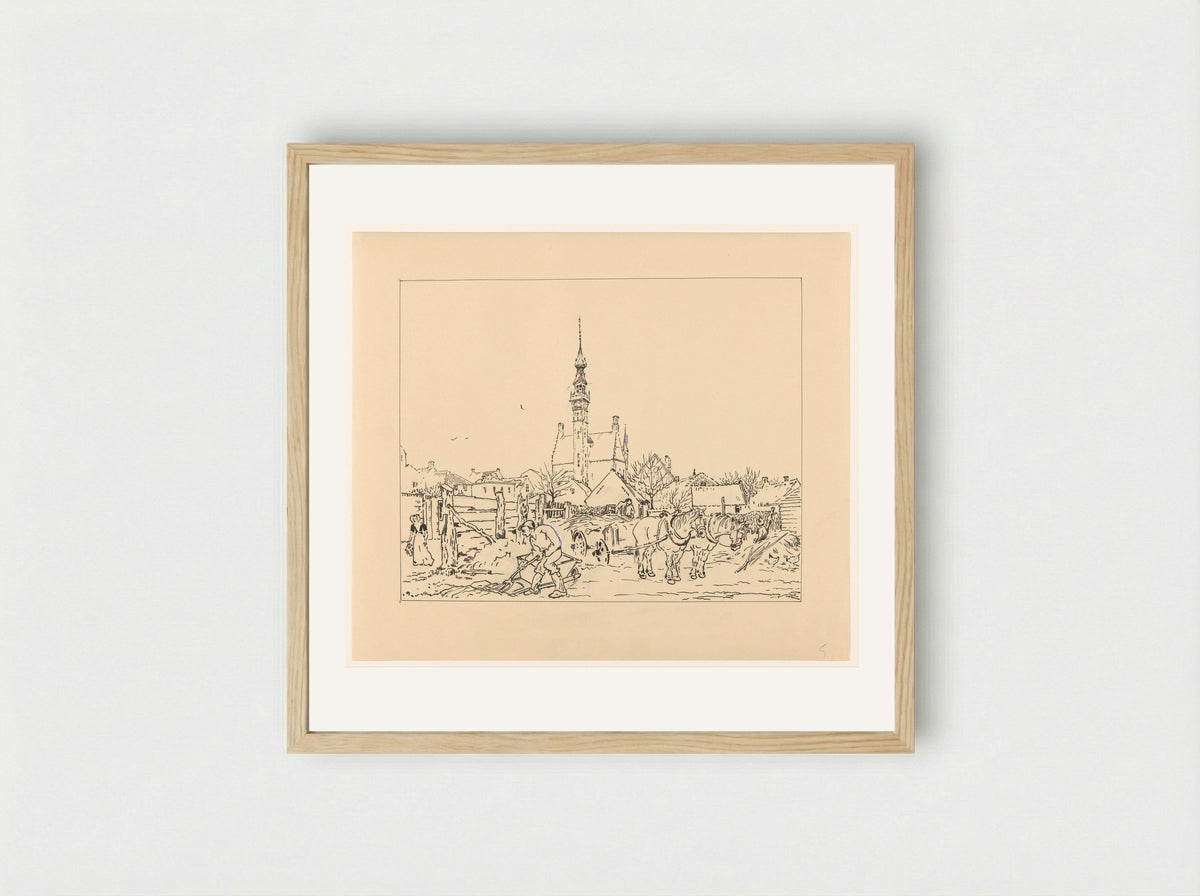 Gezicht op het stadhuis van Veere - Johannes Frederik Engelbert ten Klooster - Framed Print Wood