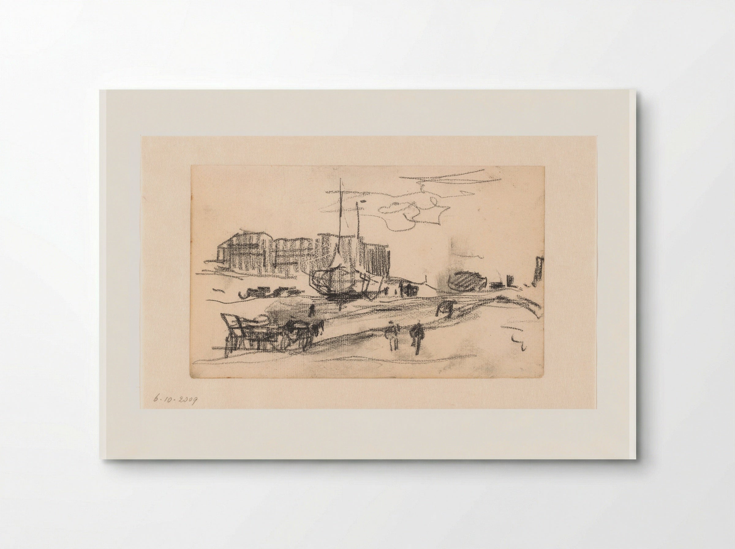 Gezicht op het strand met schepen en diverse figuren - Willem Bastiaan Tholen - Poster