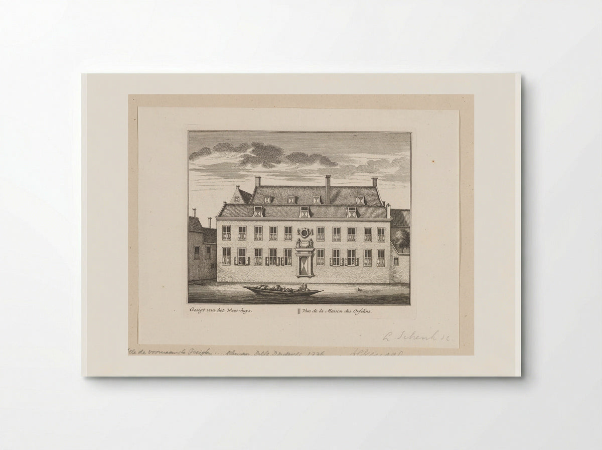 Gezicht op het weeshuis te Alkmaar - Leonard Schenk - Poster
