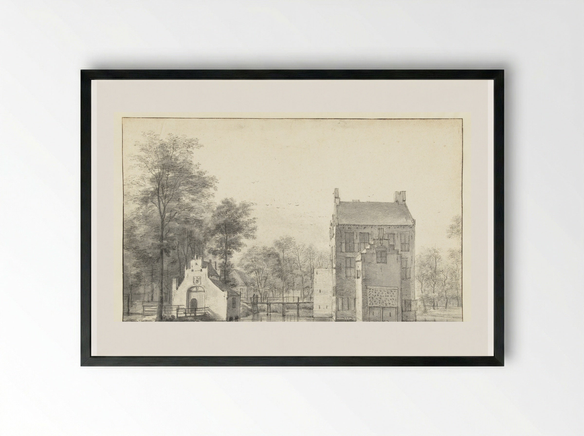 Gezicht op huis Groenewoude, gezien vanuit het oosten - Roelant Roghman - Framed Print Black