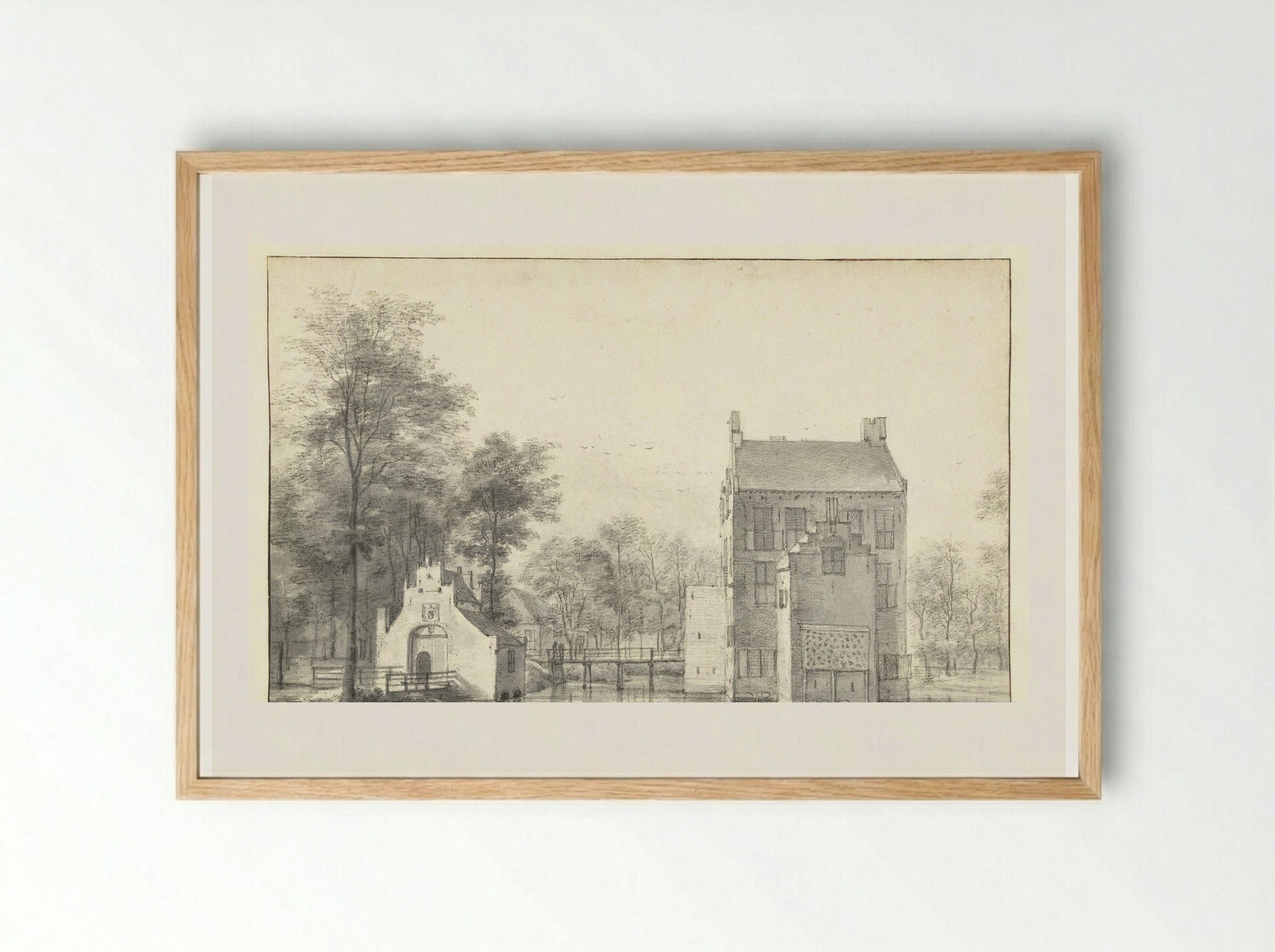 Gezicht op huis Groenewoude, gezien vanuit het oosten - Roelant Roghman - Framed Print Wood