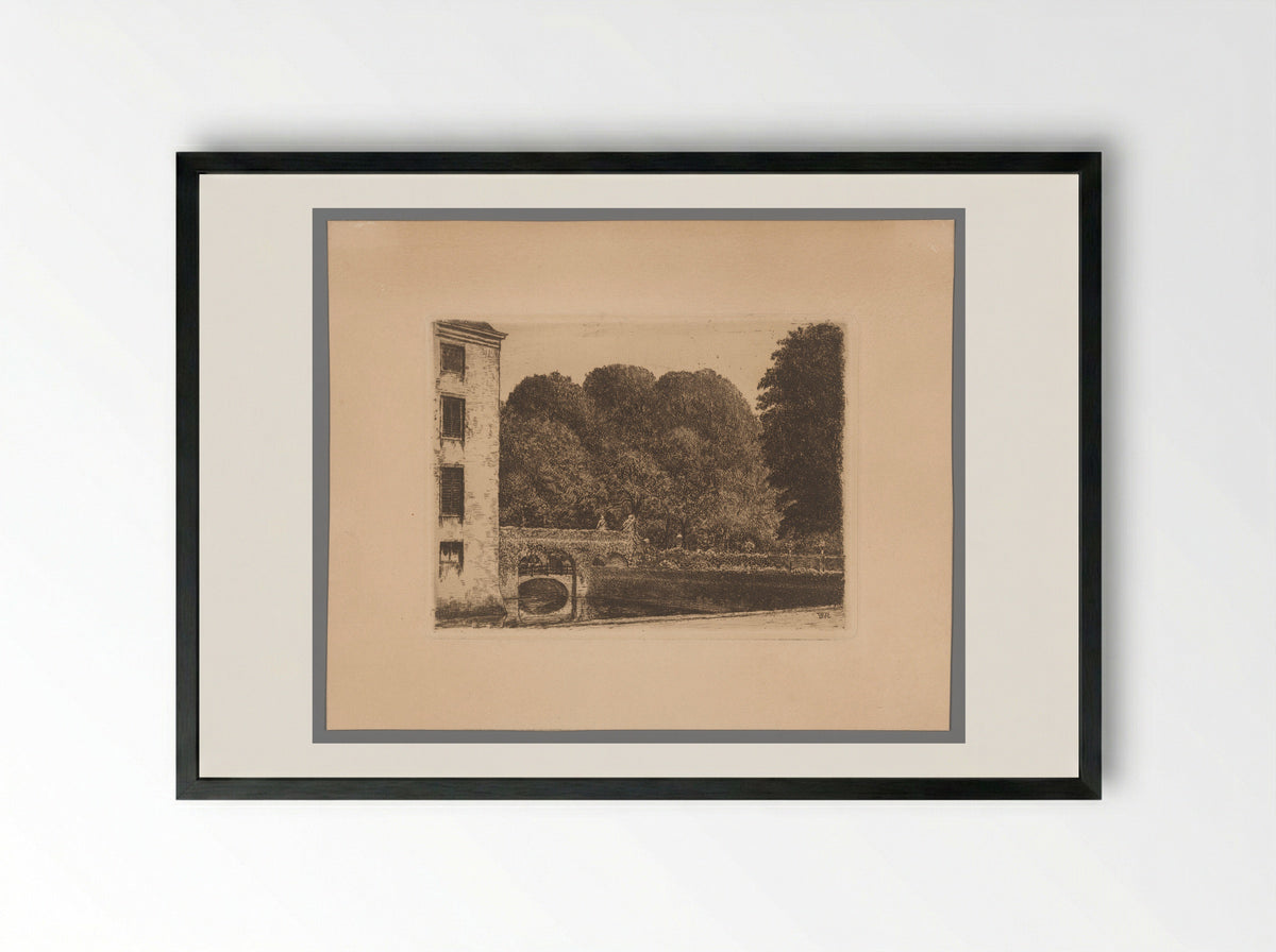 Gezicht op kasteel Amerongen - Barthold Willem Floris van Riemsdijk - Framed Print Black