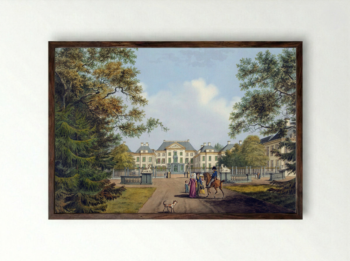 Gezicht op paleis Het Loo - Cornelis de Kruyff - Framed Print Dark Wood