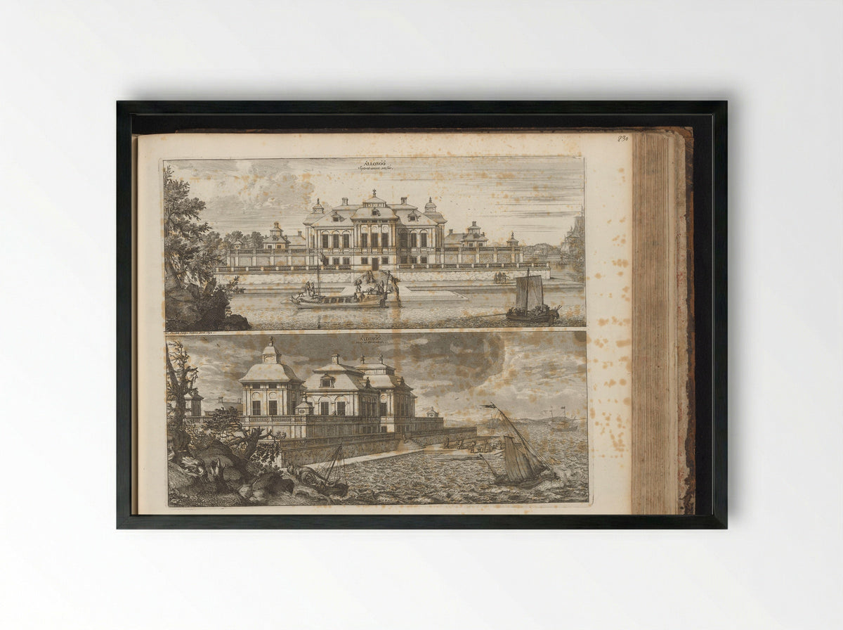 Gezicht op slot Ållonö, vanuit het noorden en oosten - Erik Jönssen Dahlberg - Framed Print Black