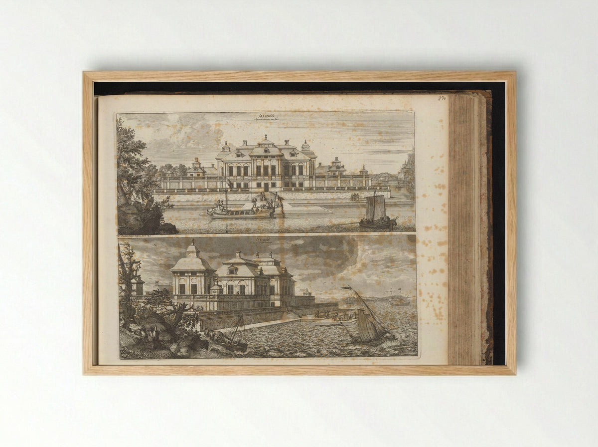 Gezicht op slot Ållonö, vanuit het noorden en oosten - Erik Jönssen Dahlberg - Framed Print Wood