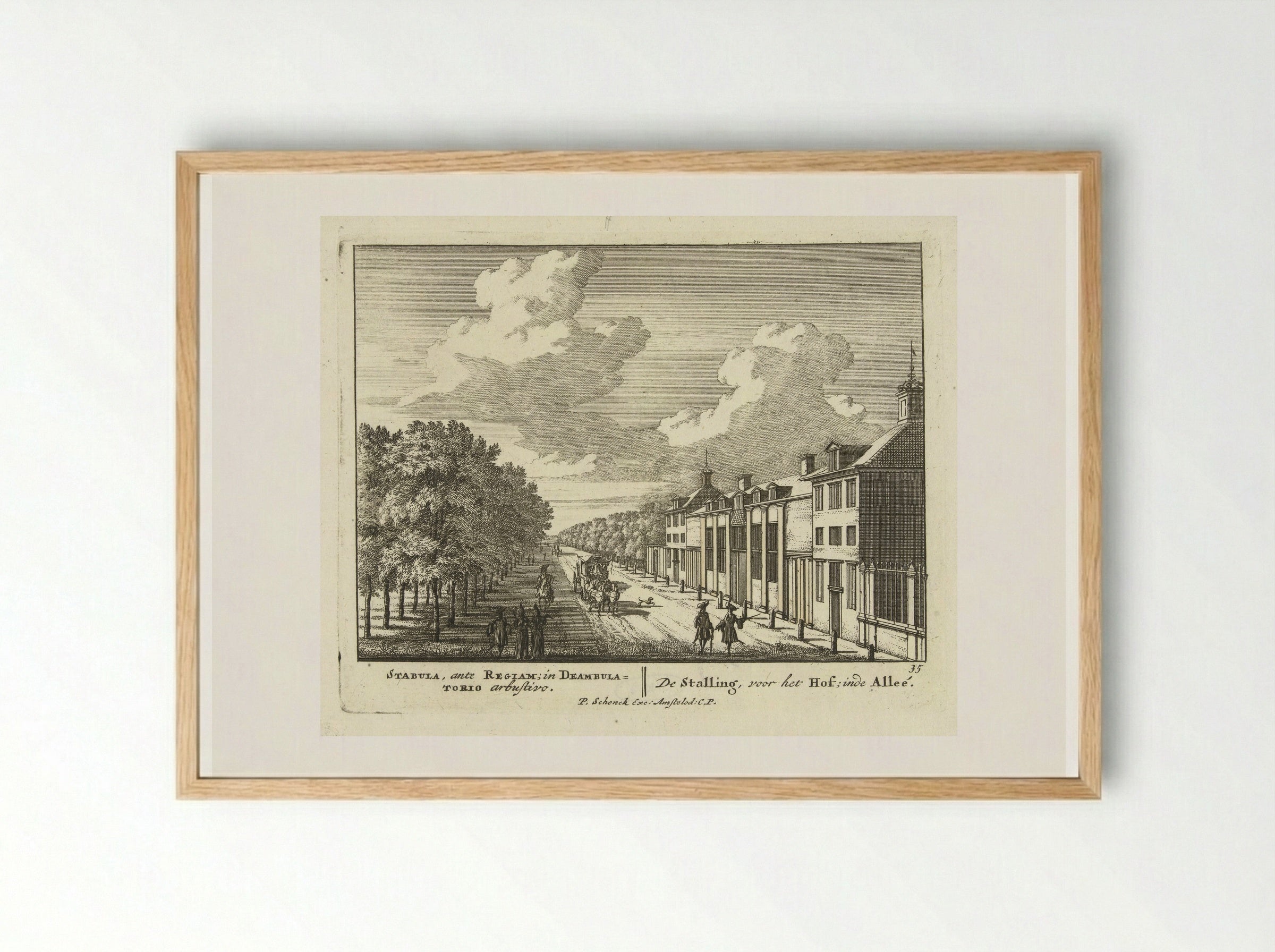 Gezicht op stallen en koetshuizen van Paleis Het Loo - Jan van Call (I) - Framed Print Wood