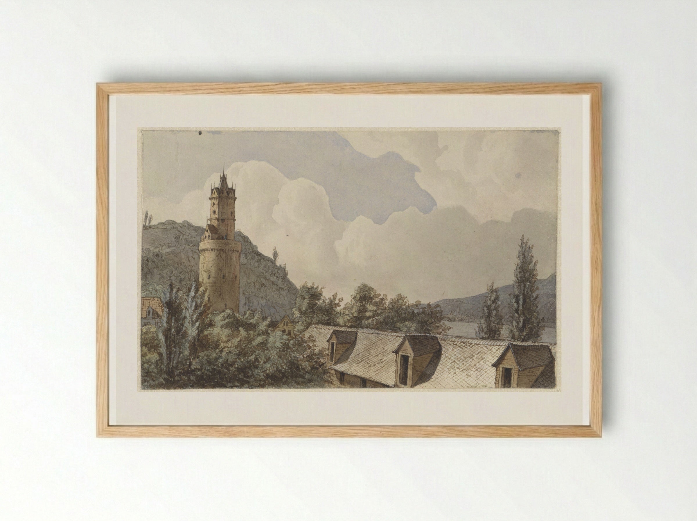 Gezicht over Andernach en de Rijn - Hendrik Abraham Klinkhamer - Framed Print Wood