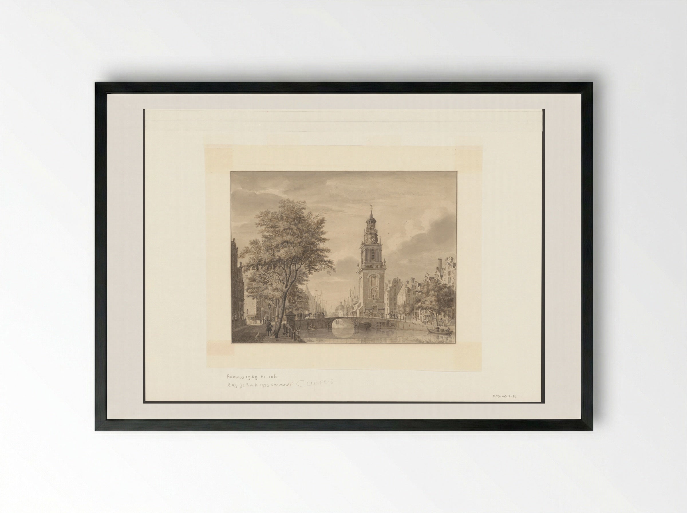 Gezicht over het Singel op de Torensluis en de Jan Rodenpoortstoren - Jan de Beijer - Framed Print Black