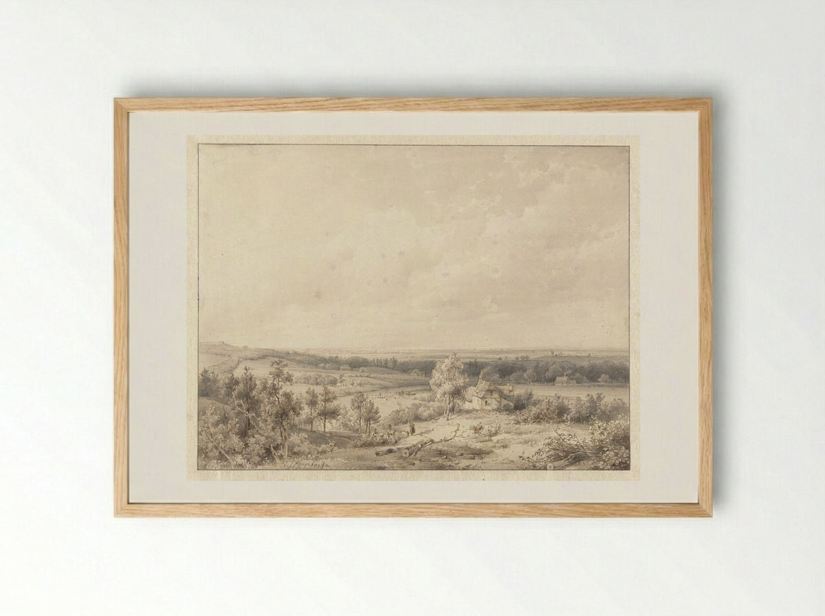 Gezicht richting Alkmaar vanaf de duin te Schoorl - Abraham Johannes Couwenberg - Framed Print Wood
