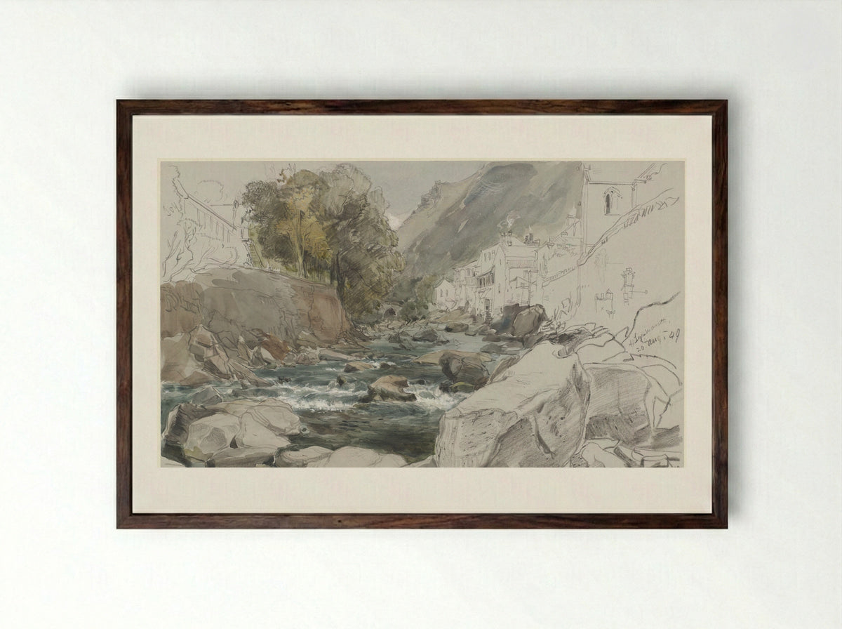 Gezicht te Lynmouth, Devon - James Holland - Framed Print Dark Wood