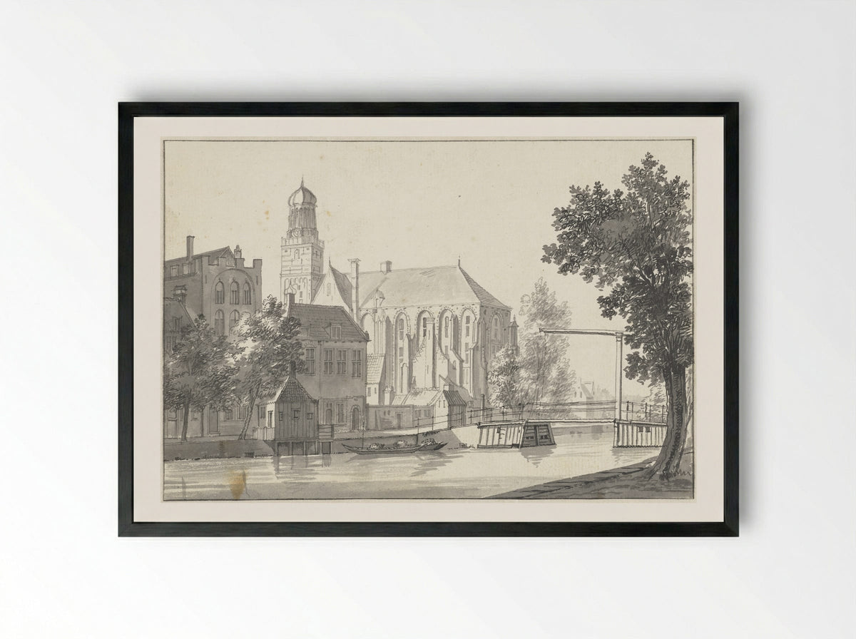 Gezicht te Utrecht met de St. Nicolaaskerk - Jan de Beijer - Framed Print Black