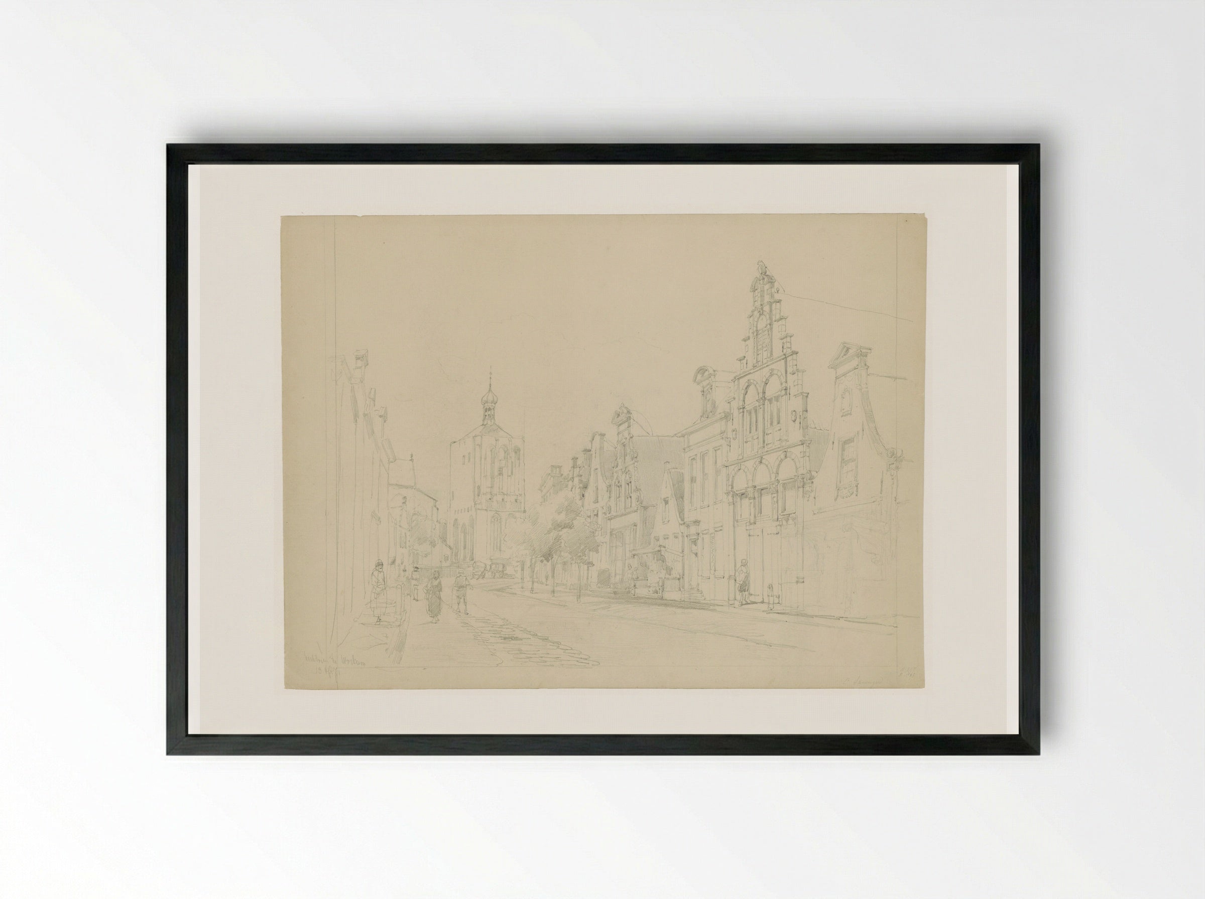 Gezicht te Workum - Cornelis Springer - Framed Print Black