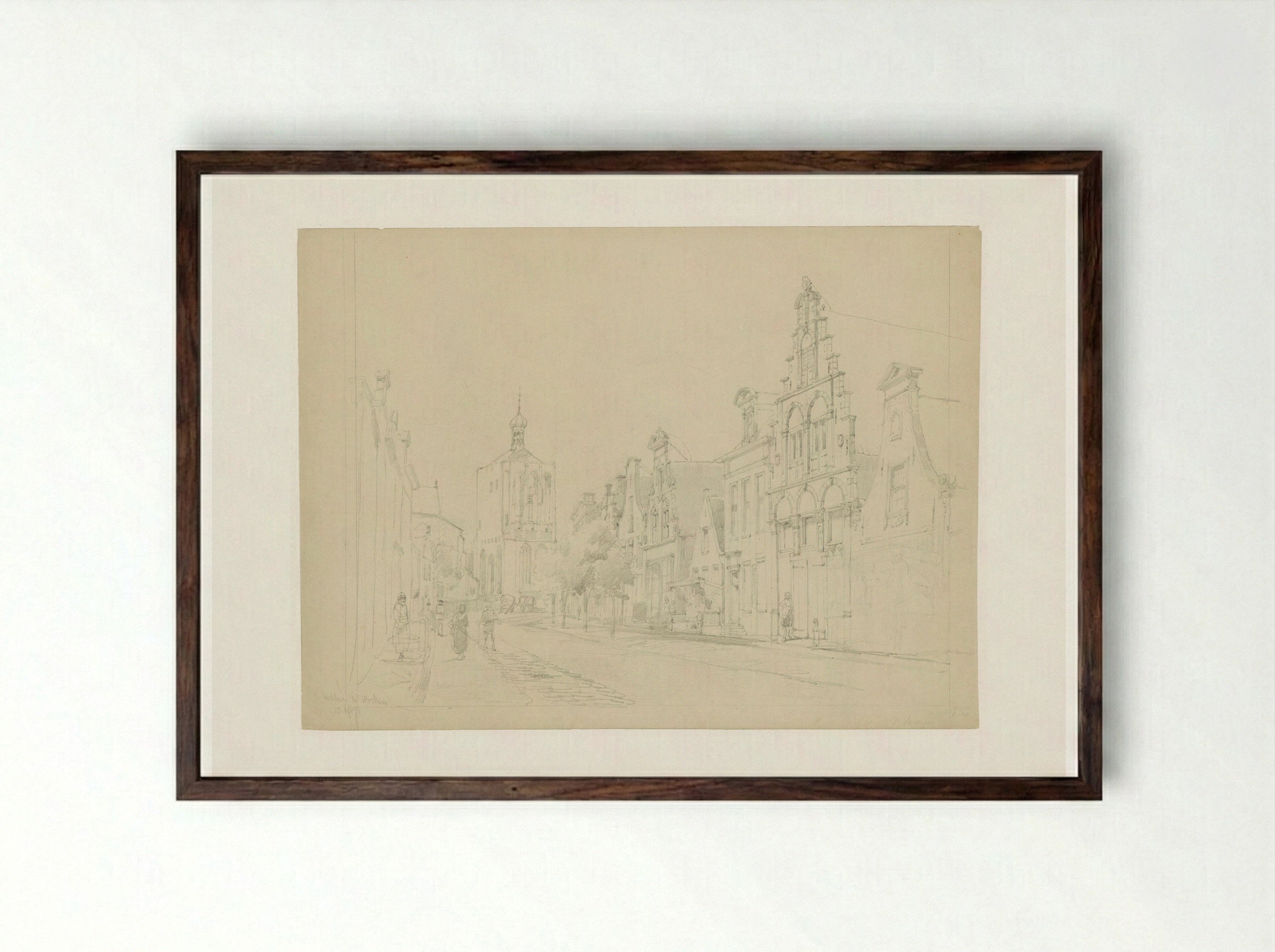 Gezicht te Workum - Cornelis Springer - Framed Print Dark Wood