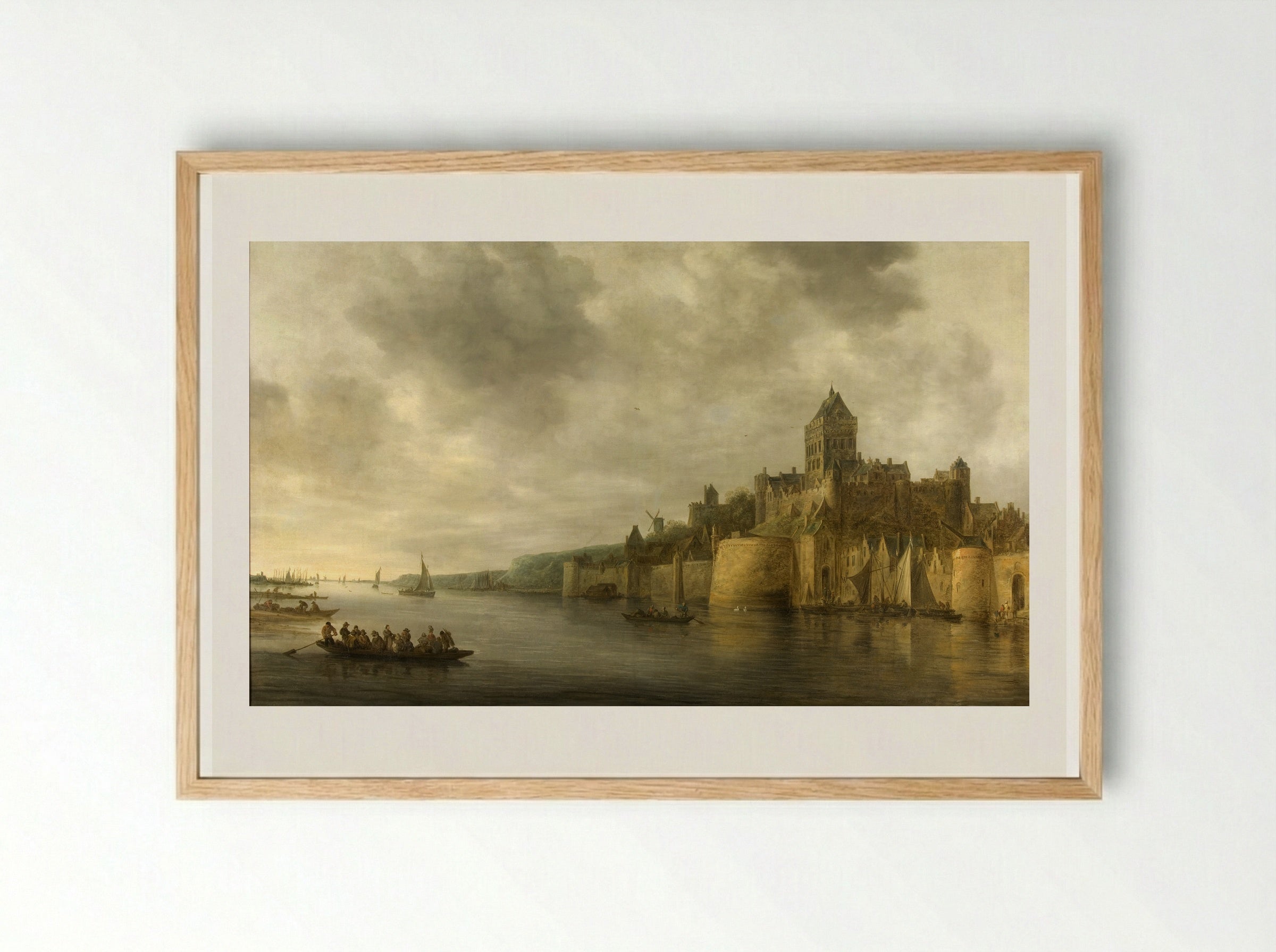Gezicht van de Waal op Nijmegen - Jan van Goyen - Framed Print Wood