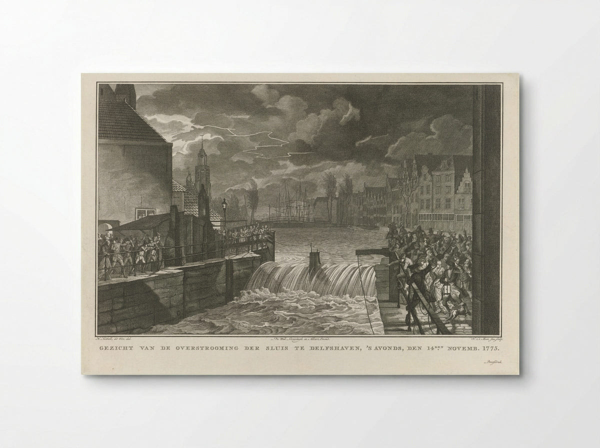 Gezicht van de overstrooming der sluis te Delfshaven - Hendrik Kobell - Poster