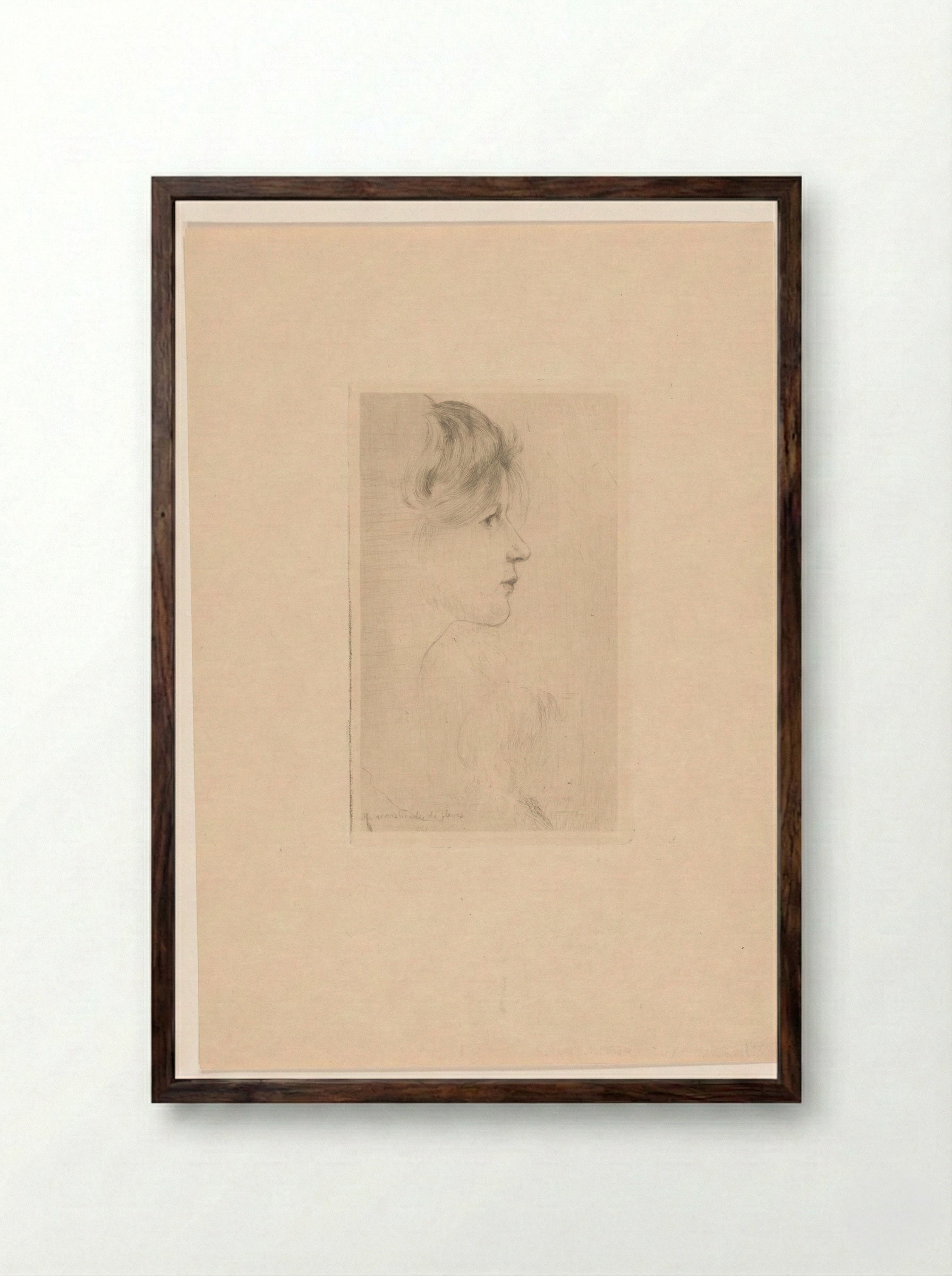 Gezicht van een bloemenverkoopster, en profil naar rechts - Philip Zilcken - Framed Print Dark Wood
