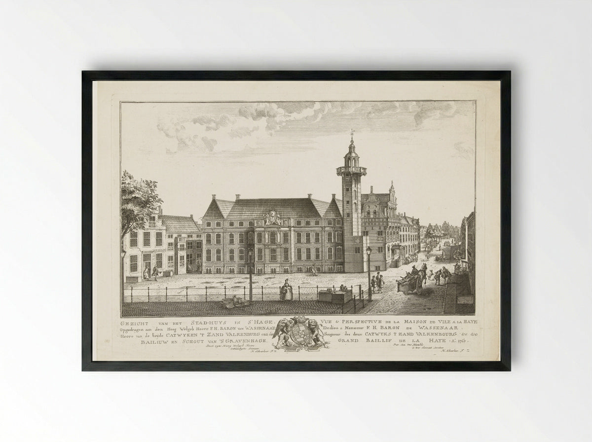 Gezicht van het Stadhuys in 's Hage - Hendrik Florisz Scheurleer - Framed Print Black
