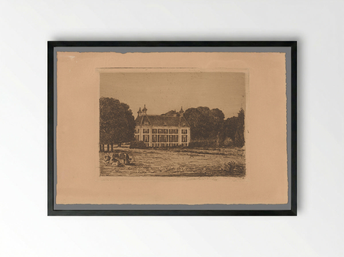 Gezicht vanaf een weide op Landgoed Waterland - Barthold Willem Floris van Riemsdijk - Framed Print Black
