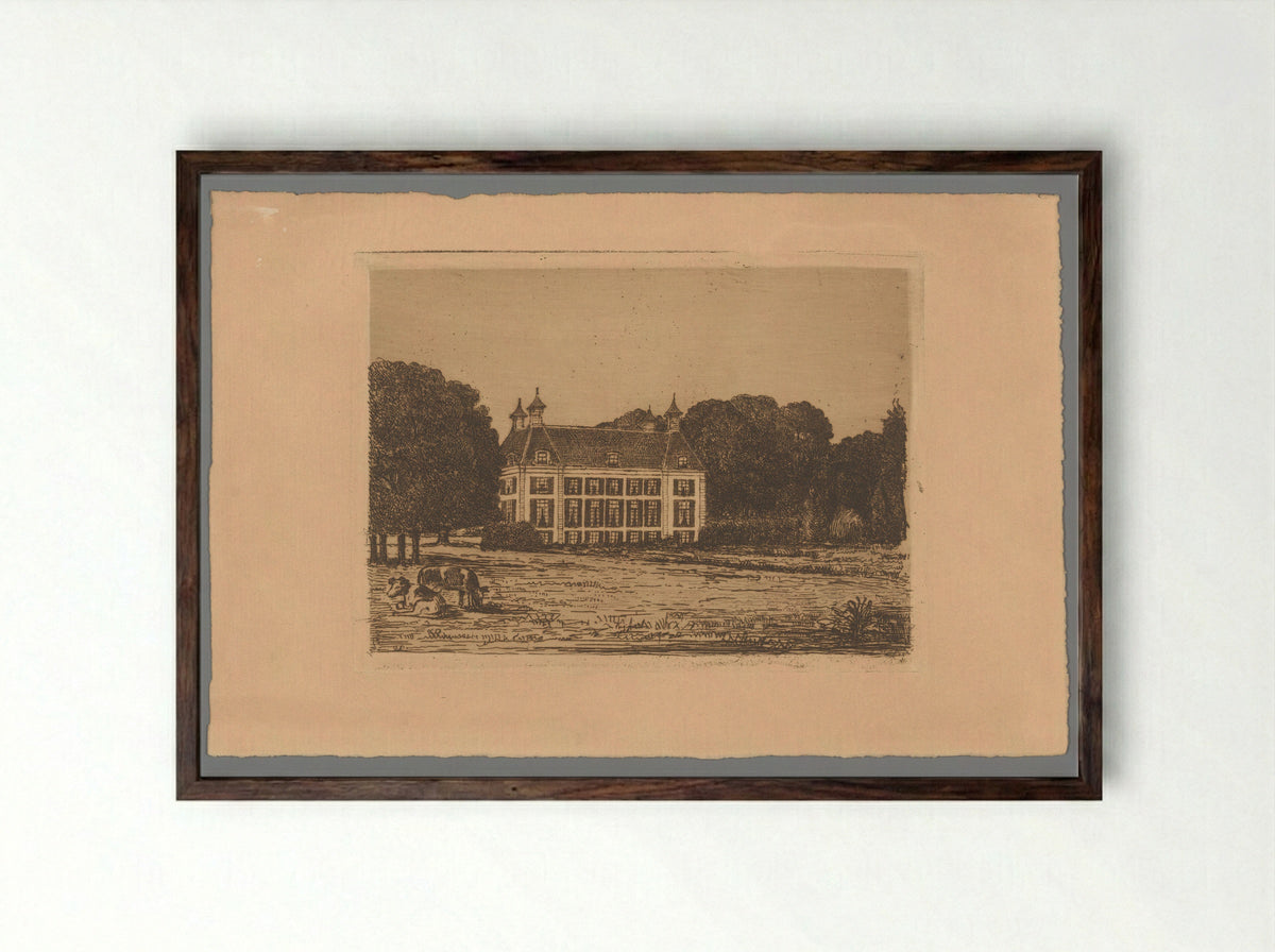 Gezicht vanaf een weide op Landgoed Waterland - Barthold Willem Floris van Riemsdijk - Framed Print Dark Wood