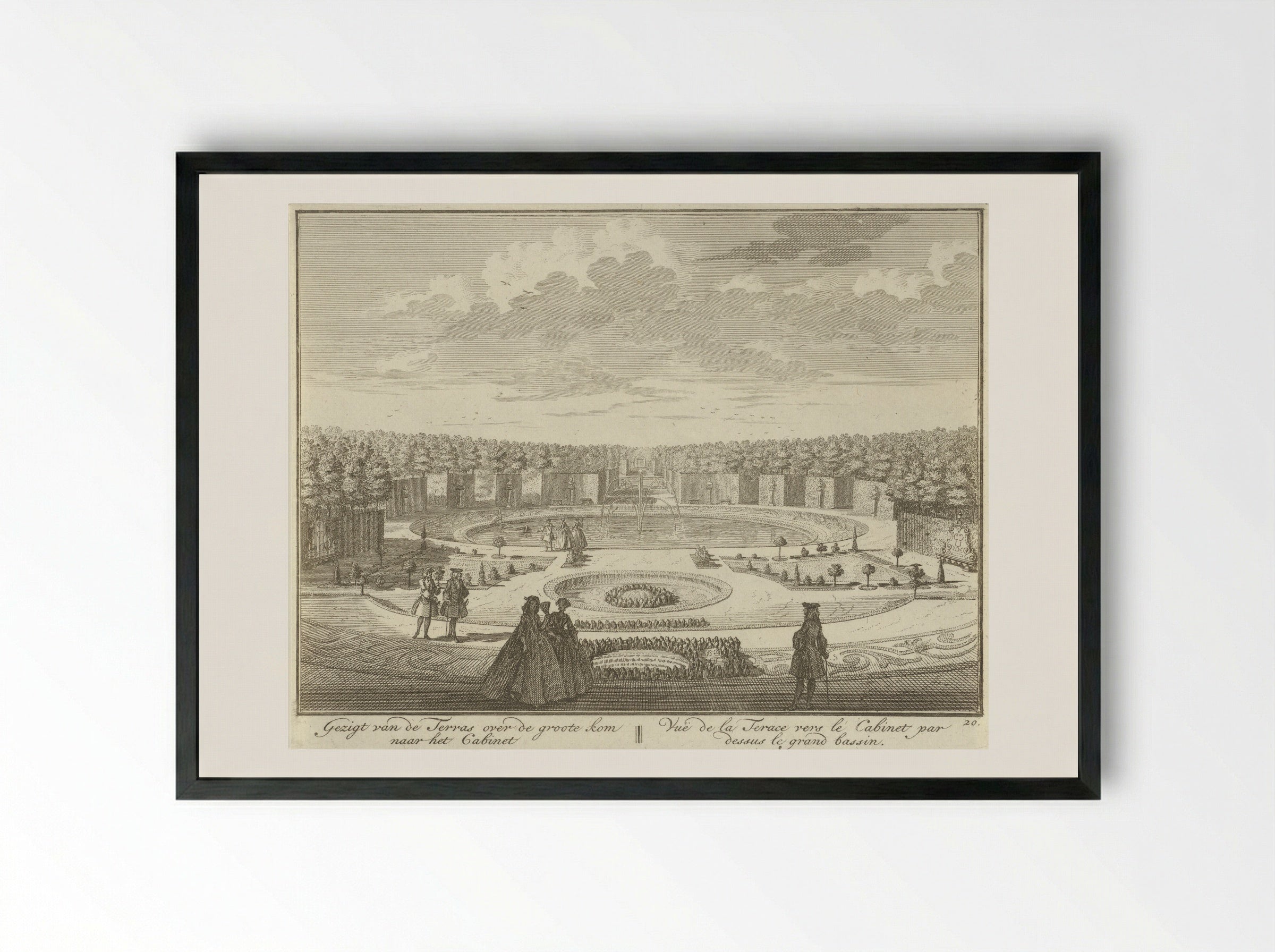 Gezicht vanaf het terras op het grote bassin in de tuin van Huis ter Meer te Maarssen - Hendrik de Leth - Framed Print Black