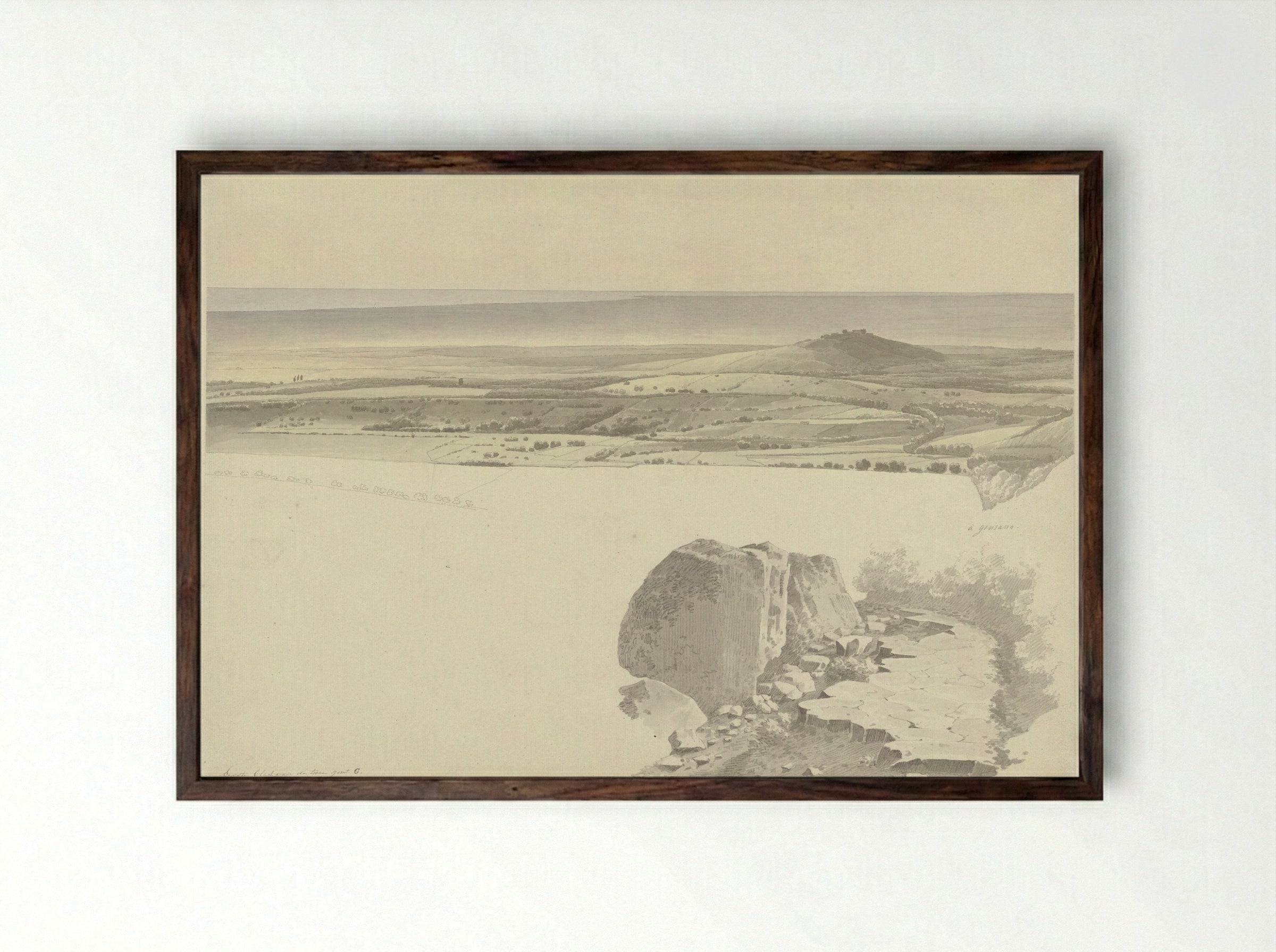 Gezicht vanuit Genzano op Ariccia - Josephus Augustus Knip - Framed Print Dark Wood