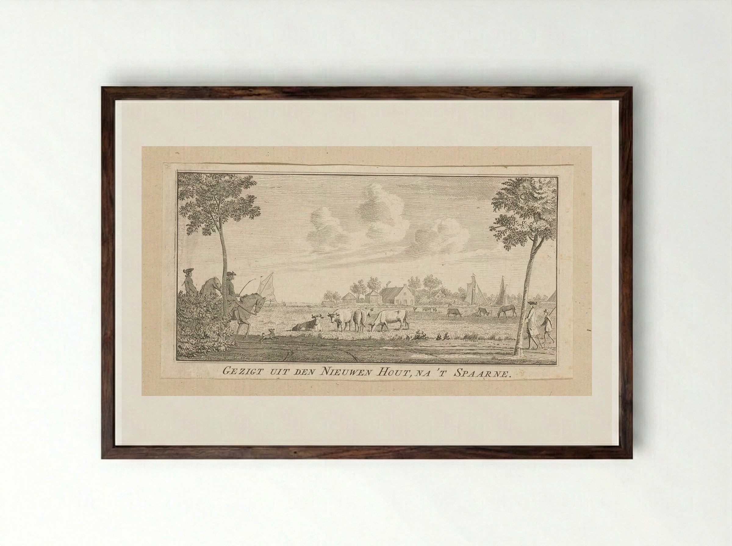 Gezicht vanuit de Nieuwe Hout richting het Spaarne - Cornelis van Noorde - Framed Print Dark Wood