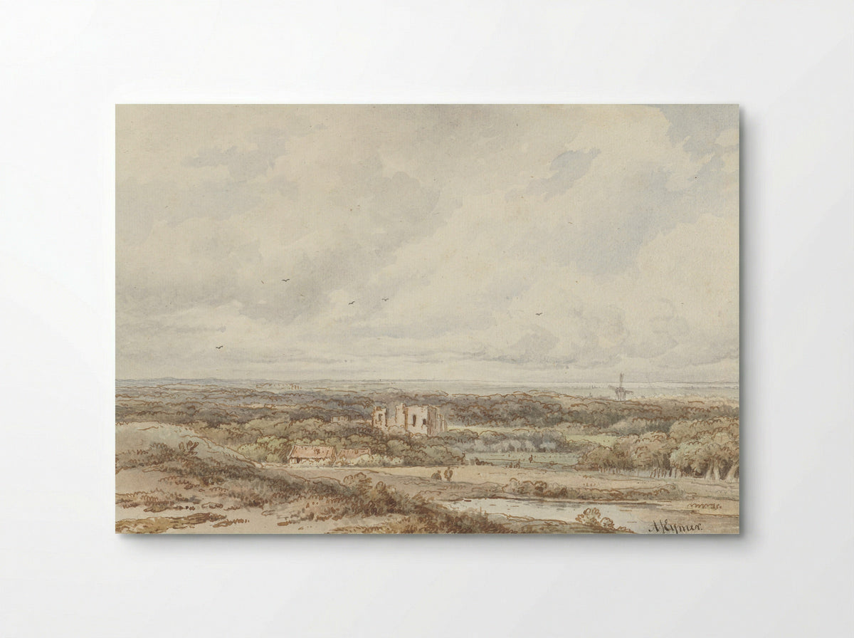 Gezicht vanuit de duinen op de ruïne van Brederode - Arnoldus Johannes Eymer - Poster