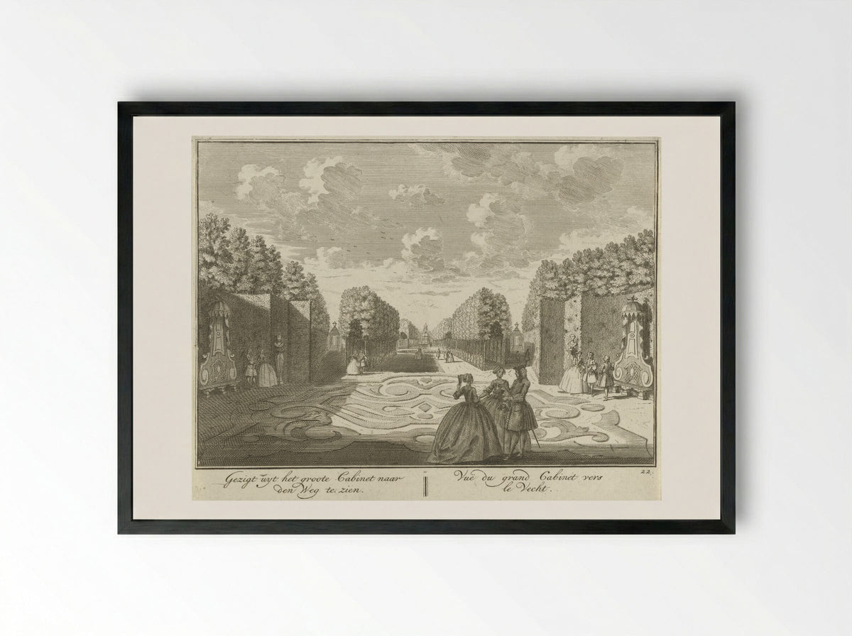 Gezicht vanuit het kabinet op de tuin van Huis ter Meer te Maarssen - Hendrik de Leth - Framed Print Black