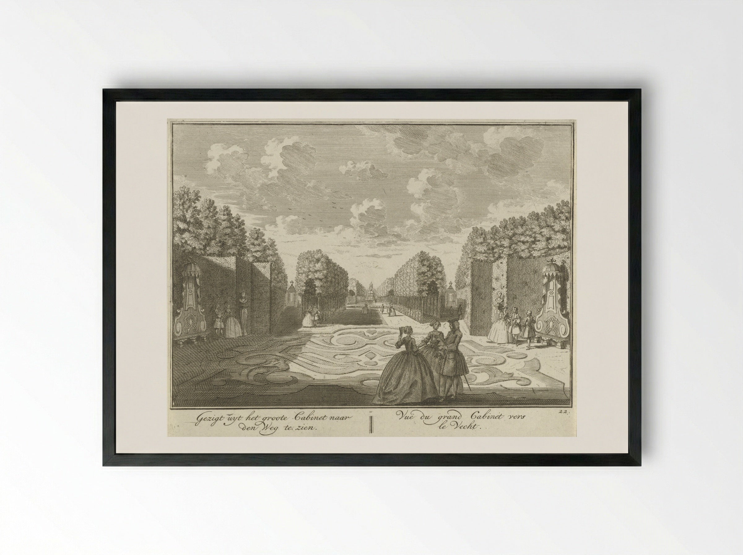 Gezicht vanuit het kabinet op de tuin van Huis ter Meer te Maarssen - Hendrik de Leth - Framed Print Black