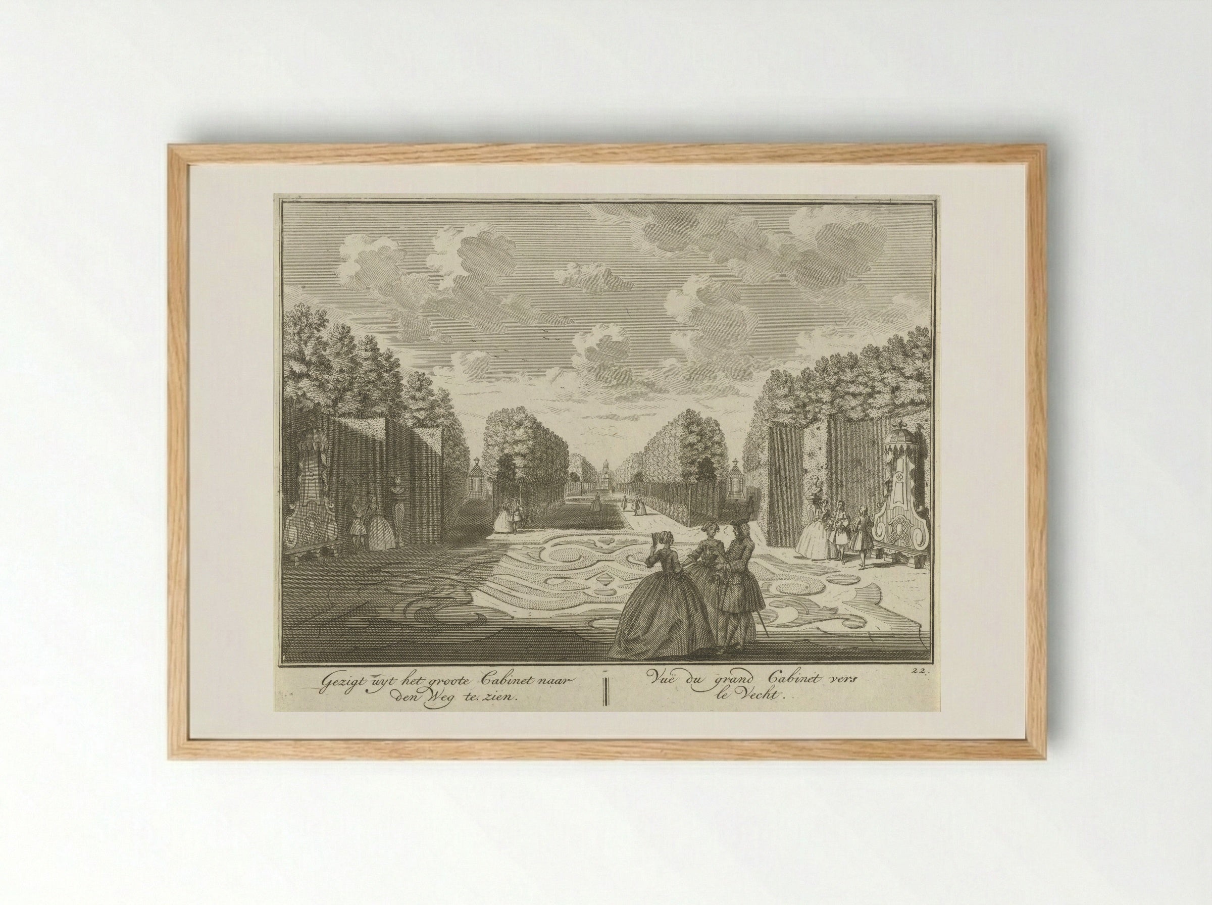 Gezicht vanuit het kabinet op de tuin van Huis ter Meer te Maarssen - Hendrik de Leth - Framed Print Wood
