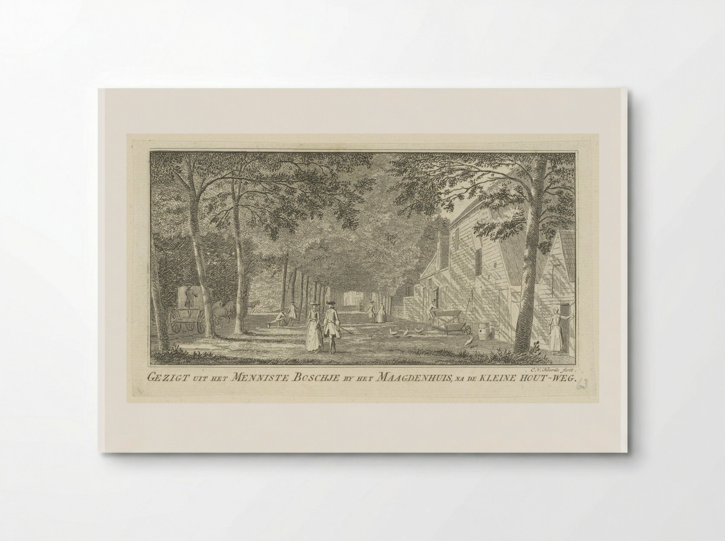 Gezigt uit het Menniste Boschje by het Maagdenhuis, na de Kleine Hout-weg - Cornelis van Noorde - Poster