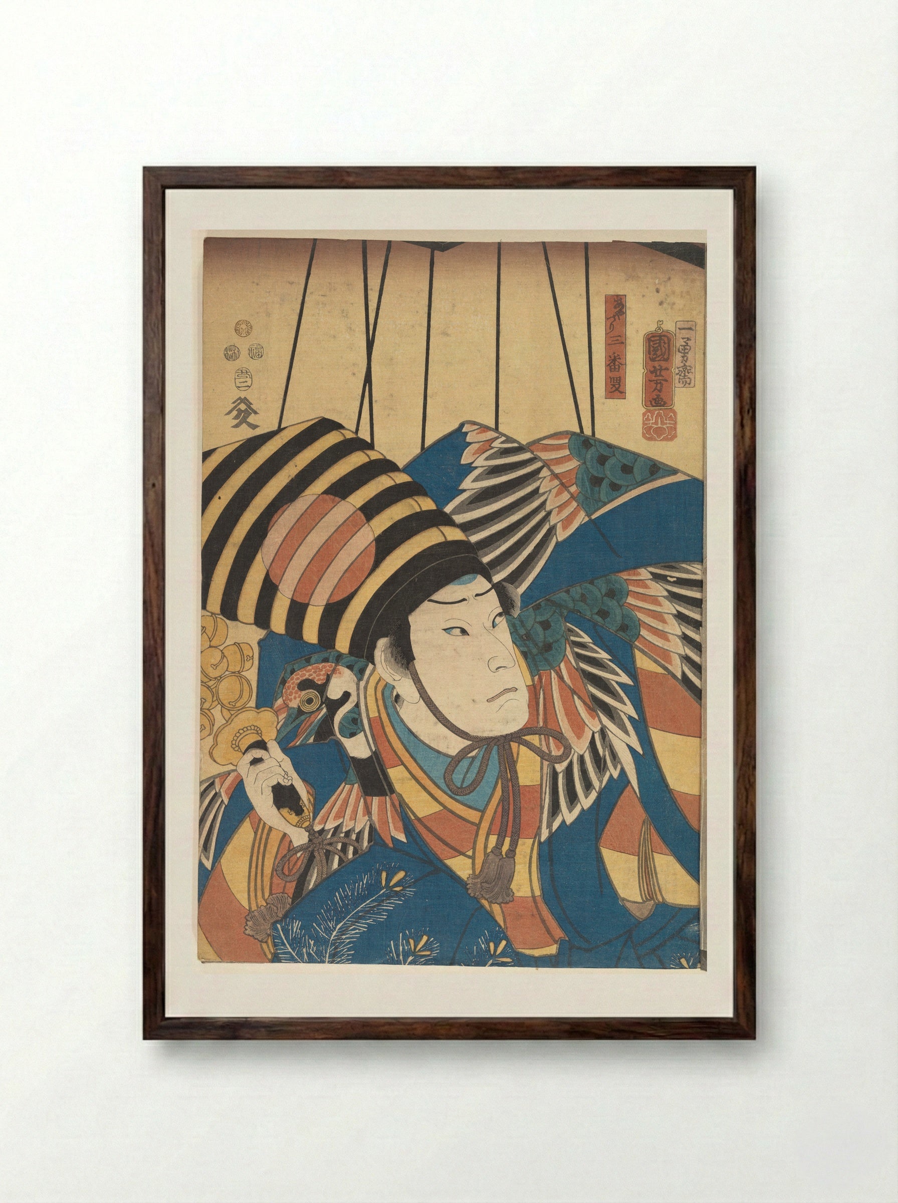 Ghosts and Battle Scenes - Utagawa Kunisada - Framed Print Dark Wood