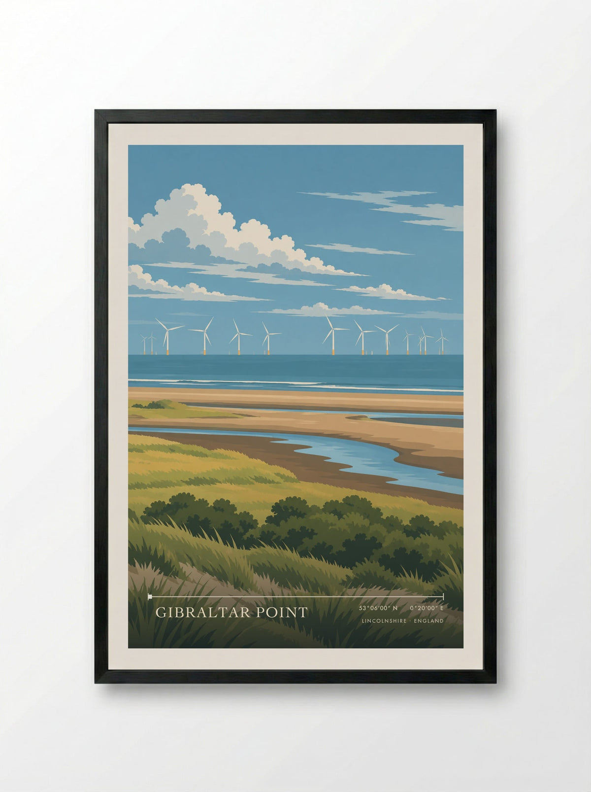 Gibraltar Point, Lincolnshire | Travel Poster - Framed Print Black