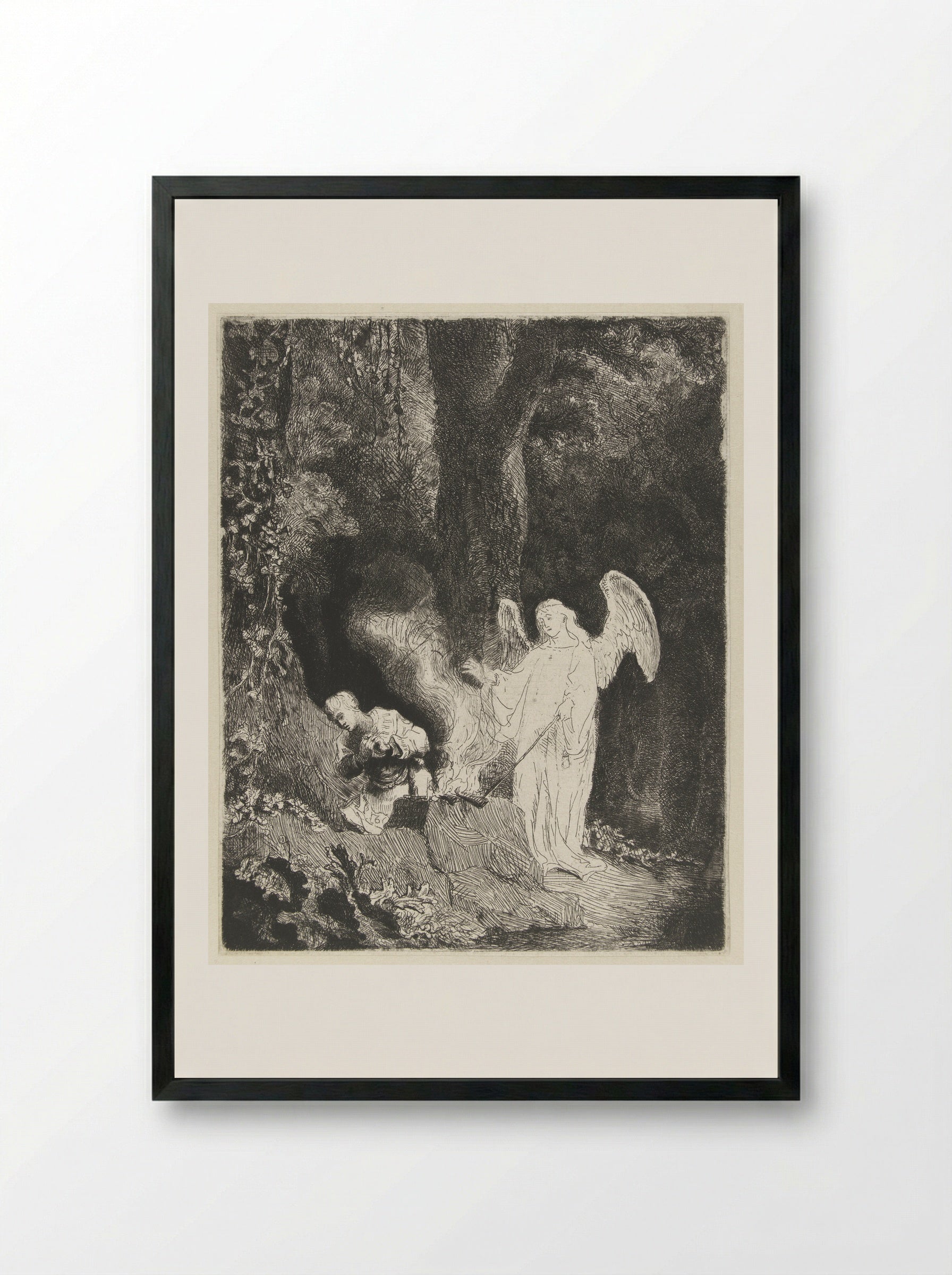 Gideon's Sacrifice - Ferdinand Bol - Framed Print Black
