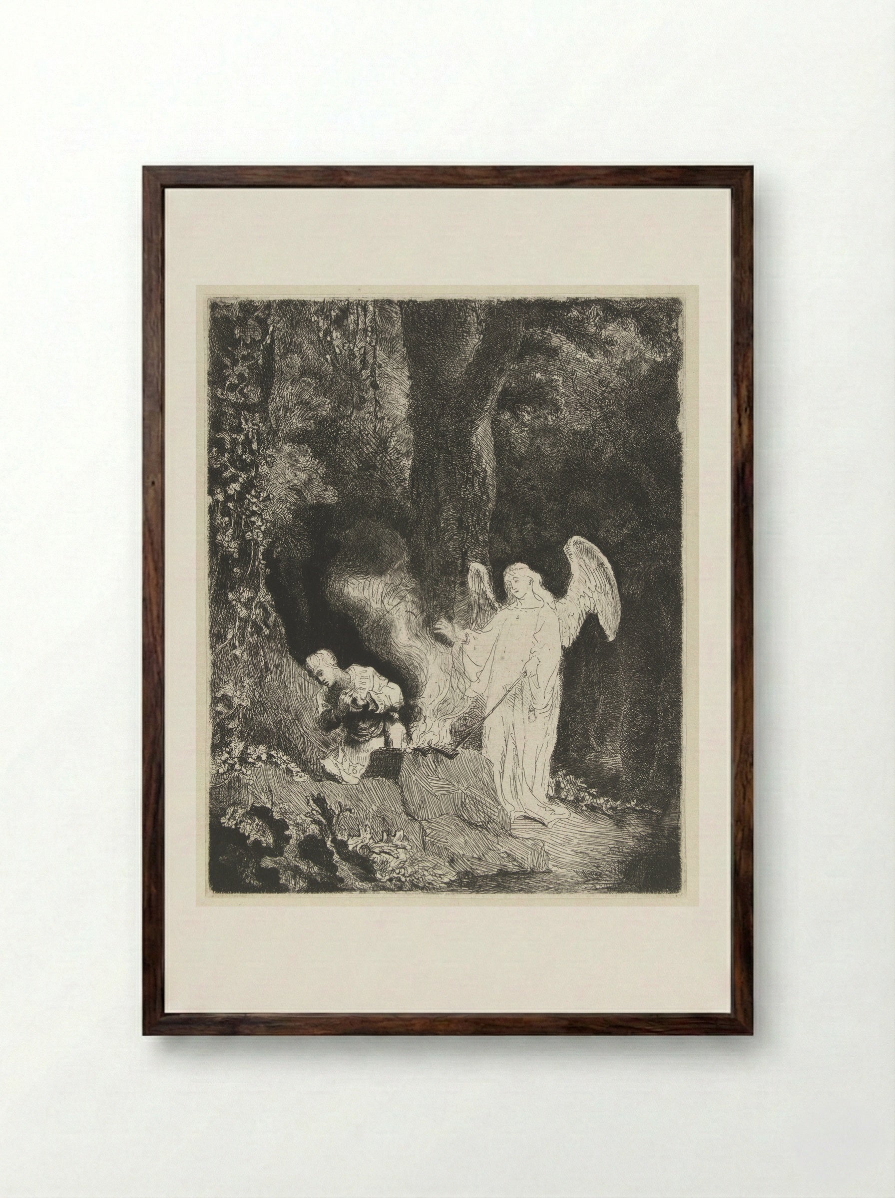 Gideon's Sacrifice - Ferdinand Bol - Framed Print Dark Wood