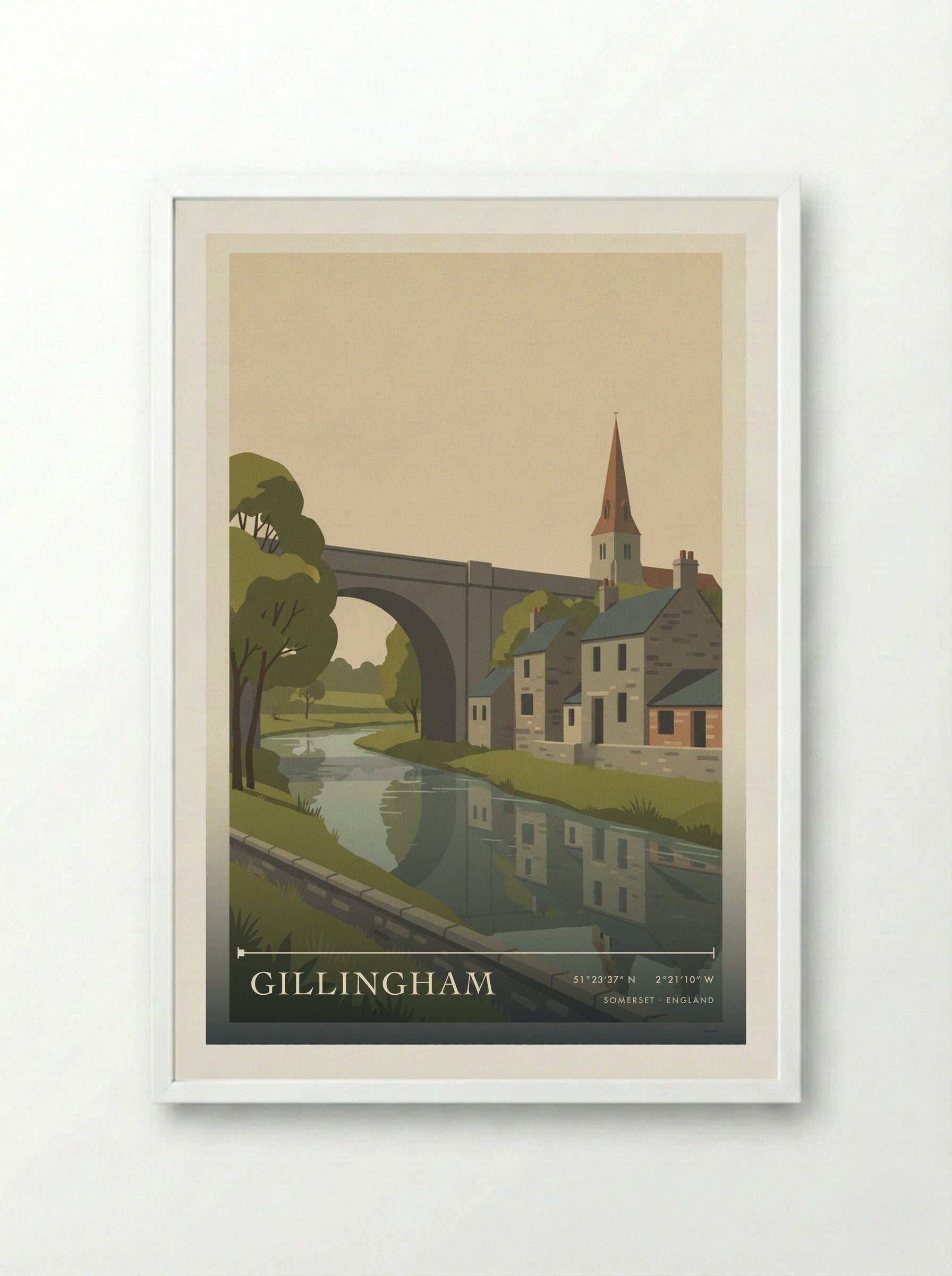 Gillingham Somerset England Travel Poster - Framed Print White