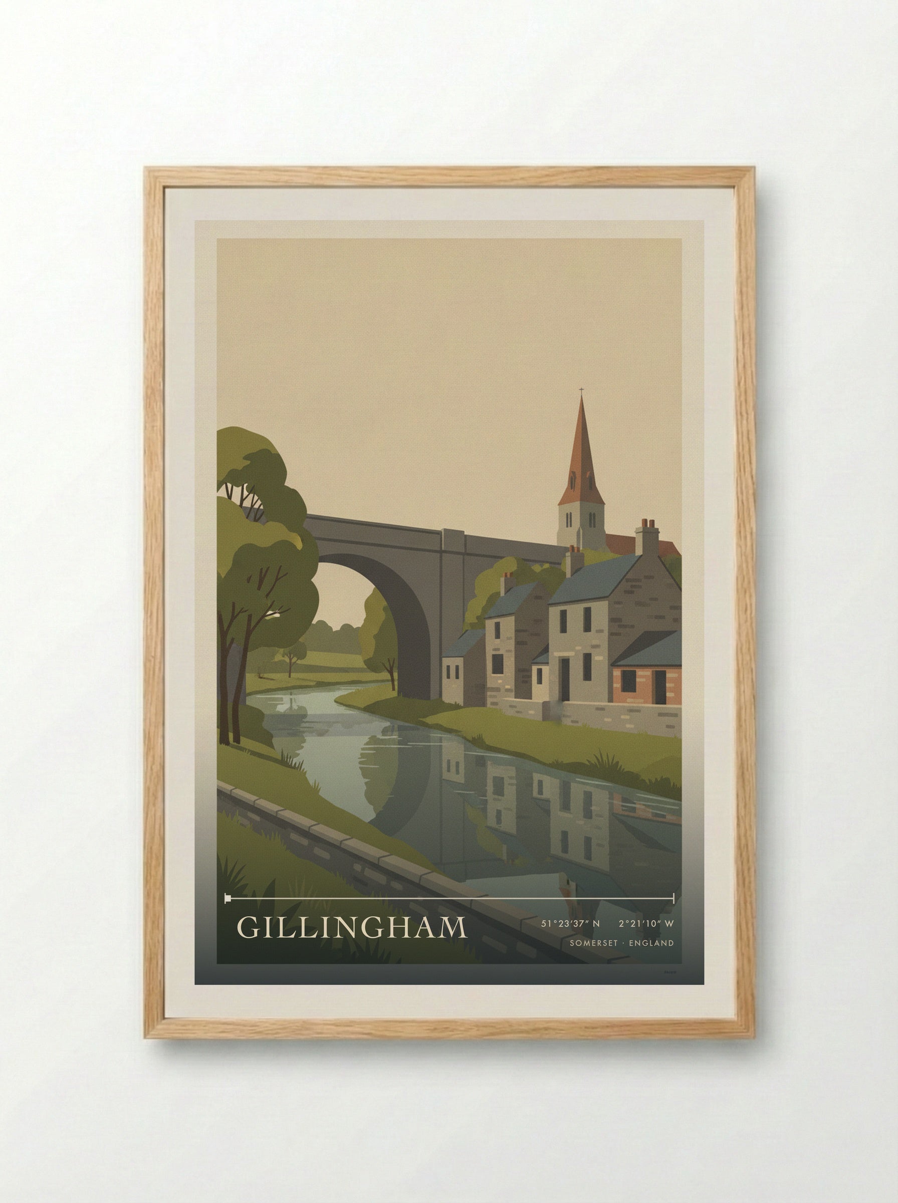 Gillingham Somerset England Travel Poster - Framed Print Wood