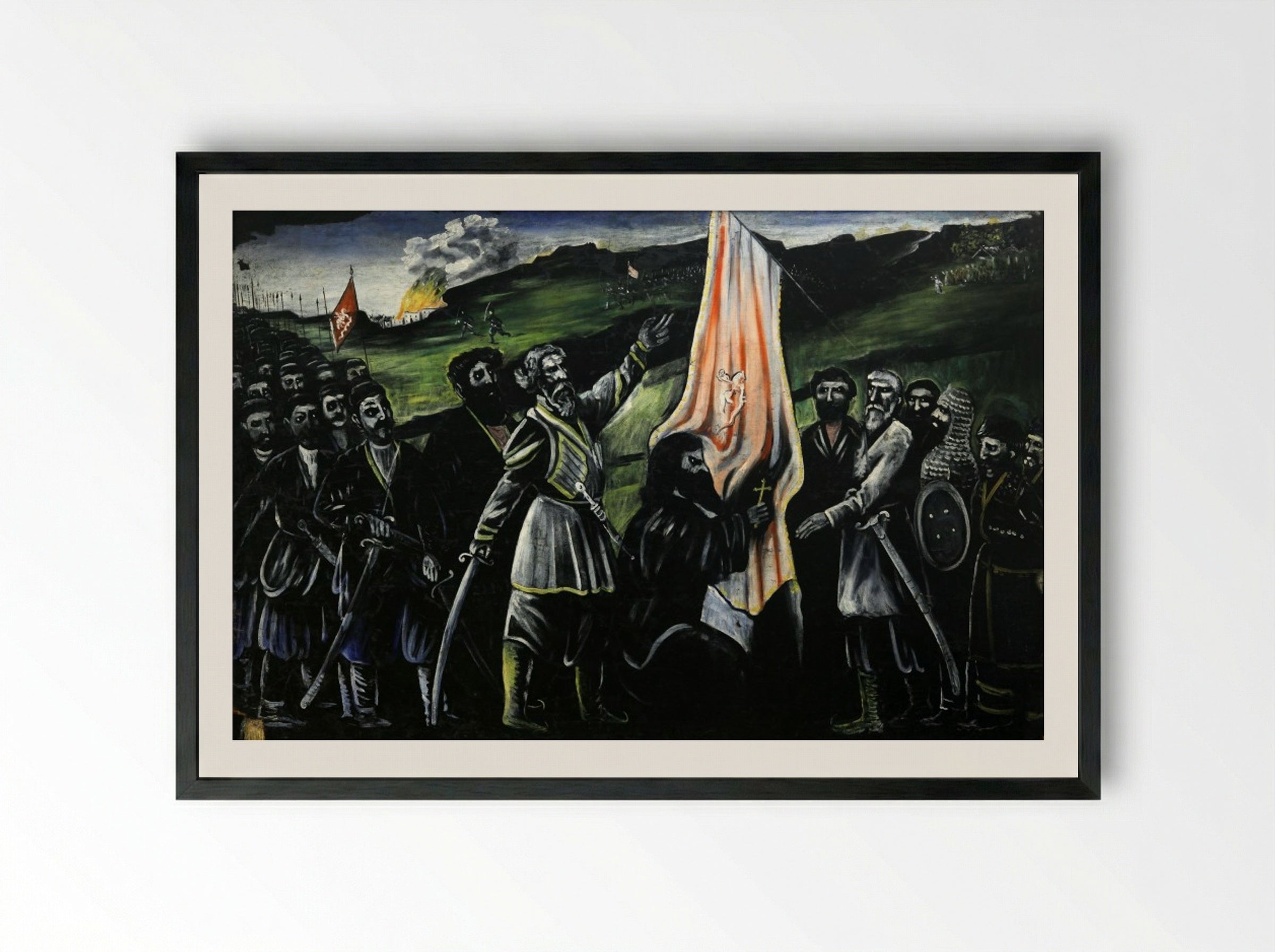Giorgi Saakadze defending Georgia from enemies - Niko Pirosmani - Framed Print Black