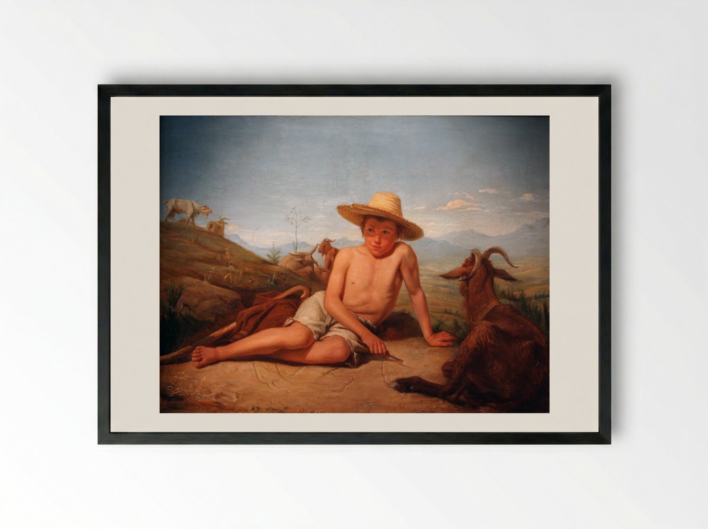 Giotto gardant les chèvres - Léon Bonnat - Framed Print Black