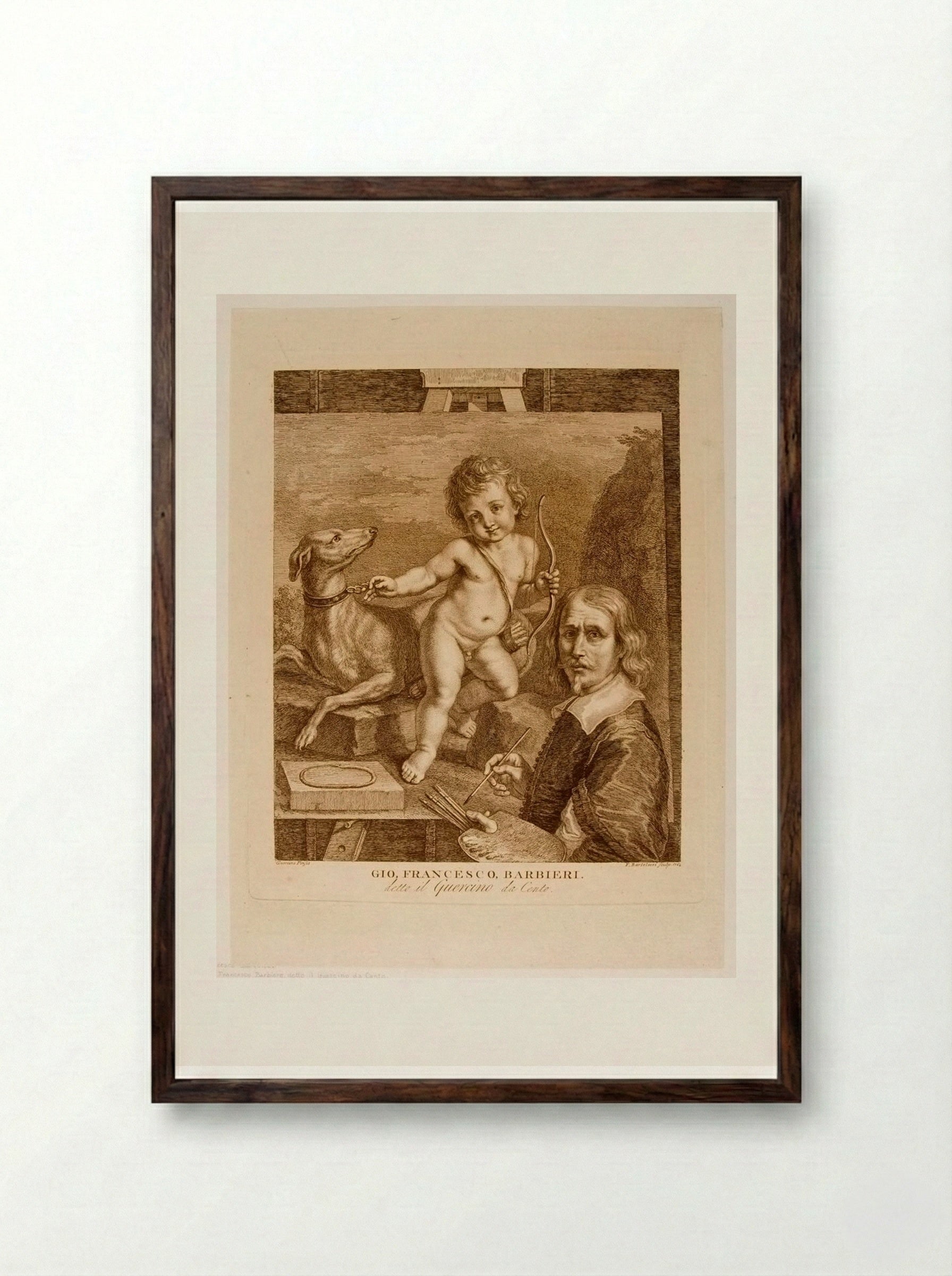Giovanni Francesco Barbieri, called il Guercino da Cento - Francesco Bartolozzi - Framed Print Dark Wood