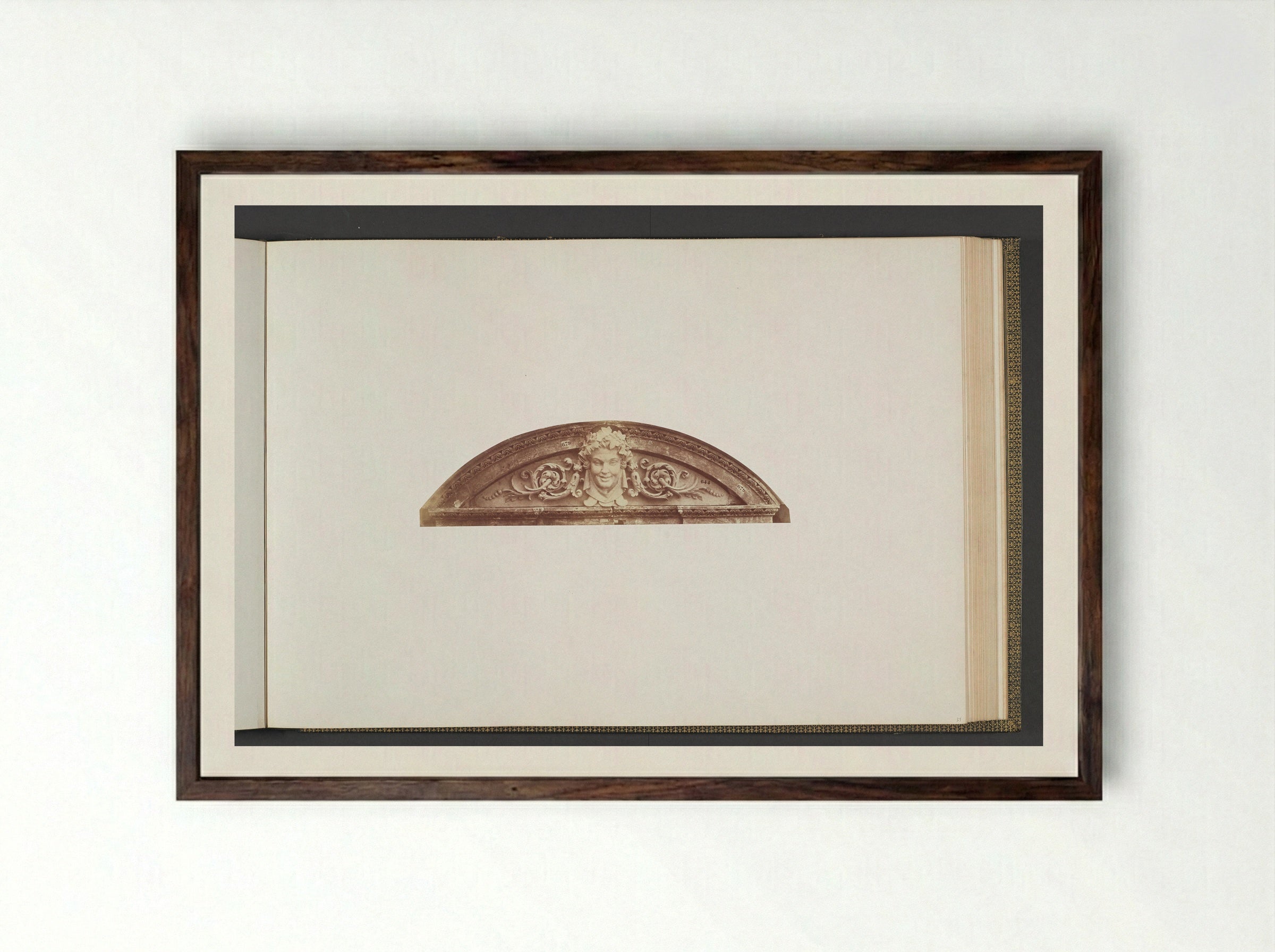 Gipsmodel voor beeldhouwwerk op het Palais du Louvre - Édouard Denis Baldus - Framed Print Dark Wood