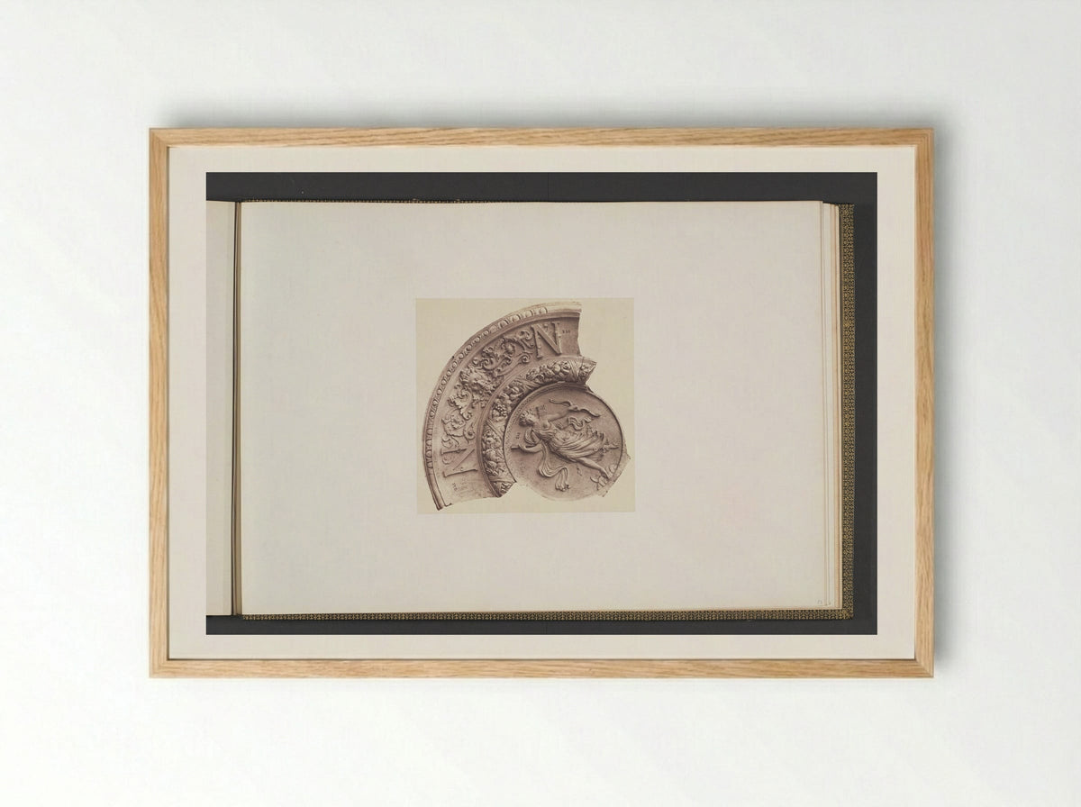 Gipsmodellen voor een gewelfversiering van het Palais du Louvre door Victor Corbel - Édouard Denis Baldus - Framed Print Wood