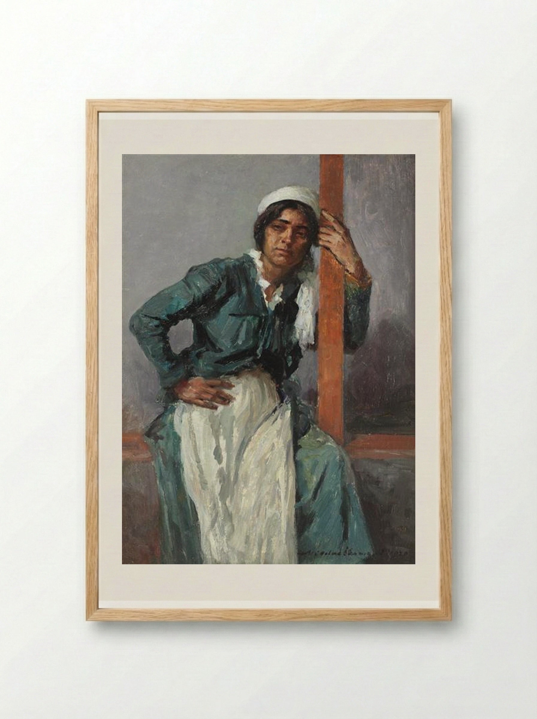 Gipsy Woman in the Veranda - Nicolae Vermont - Framed Print Wood