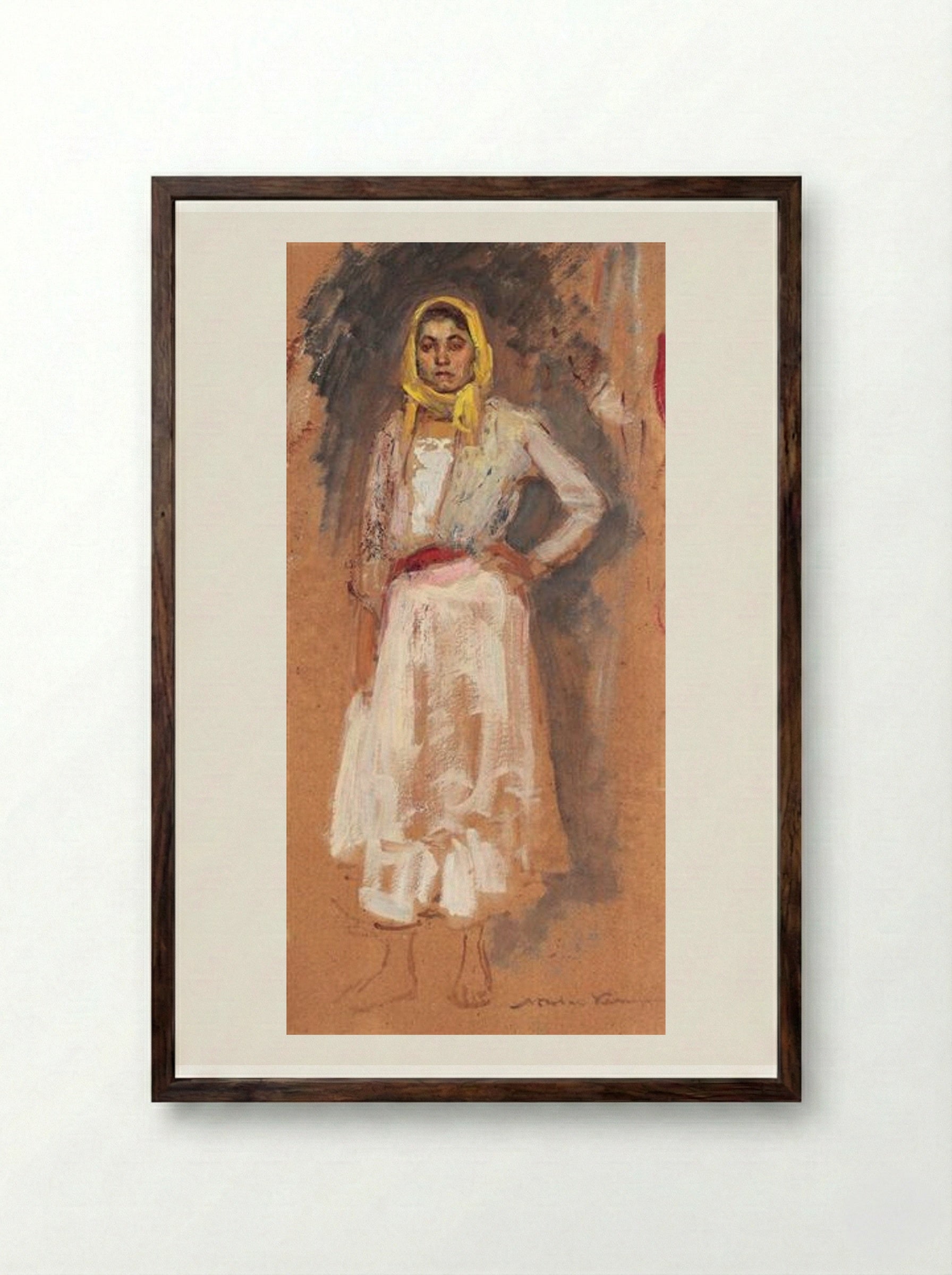 Gipsy Woman - Nicolae Vermont - Framed Print Dark Wood