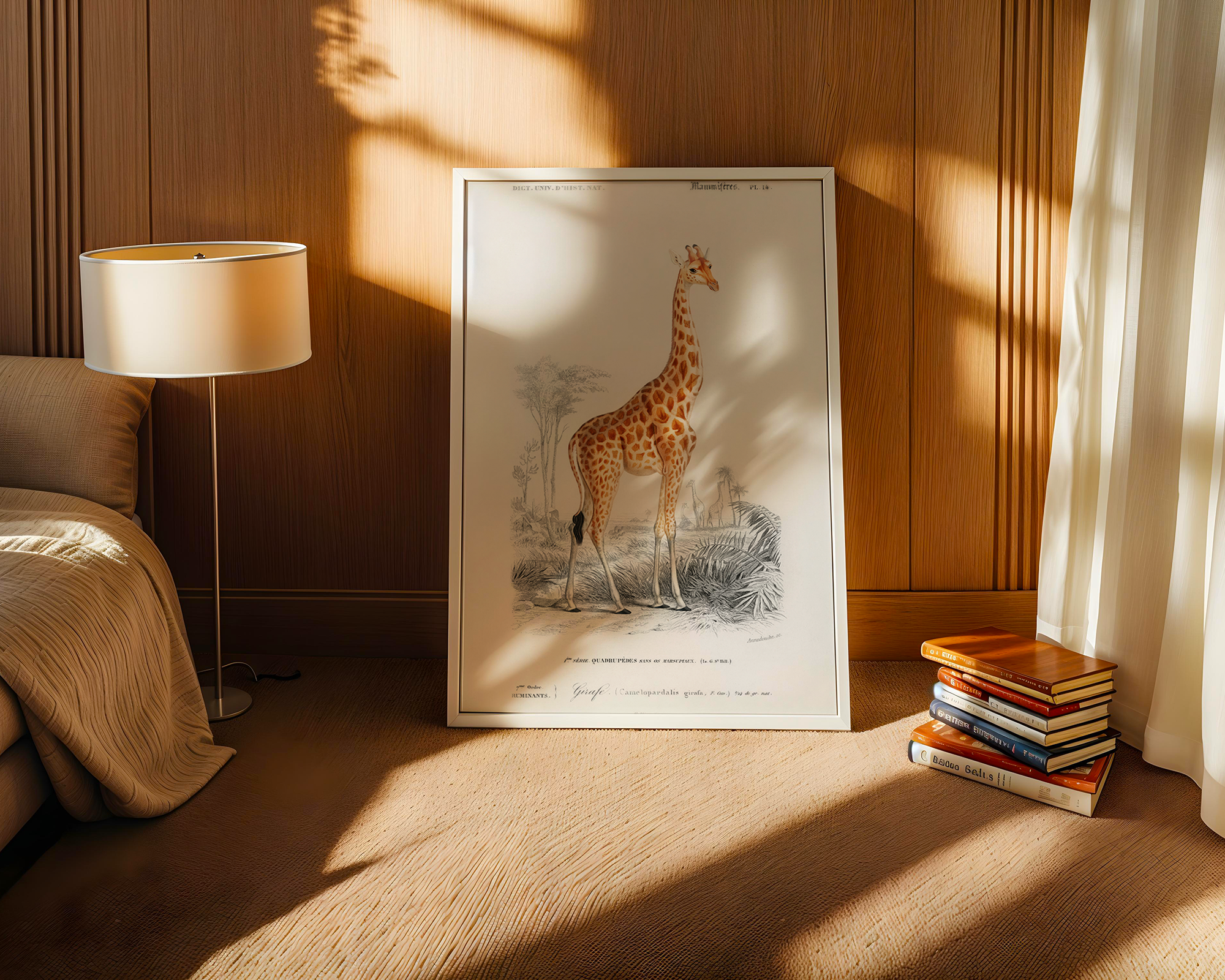 Giraffe-(Giraffa-camelopardalis)-illustration-wall-art-print-and-poster. mockup
