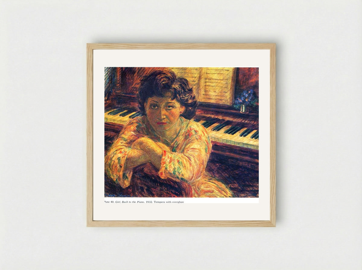 Girl, Back to the Piano - John French Sloan - Framed Print Wood
