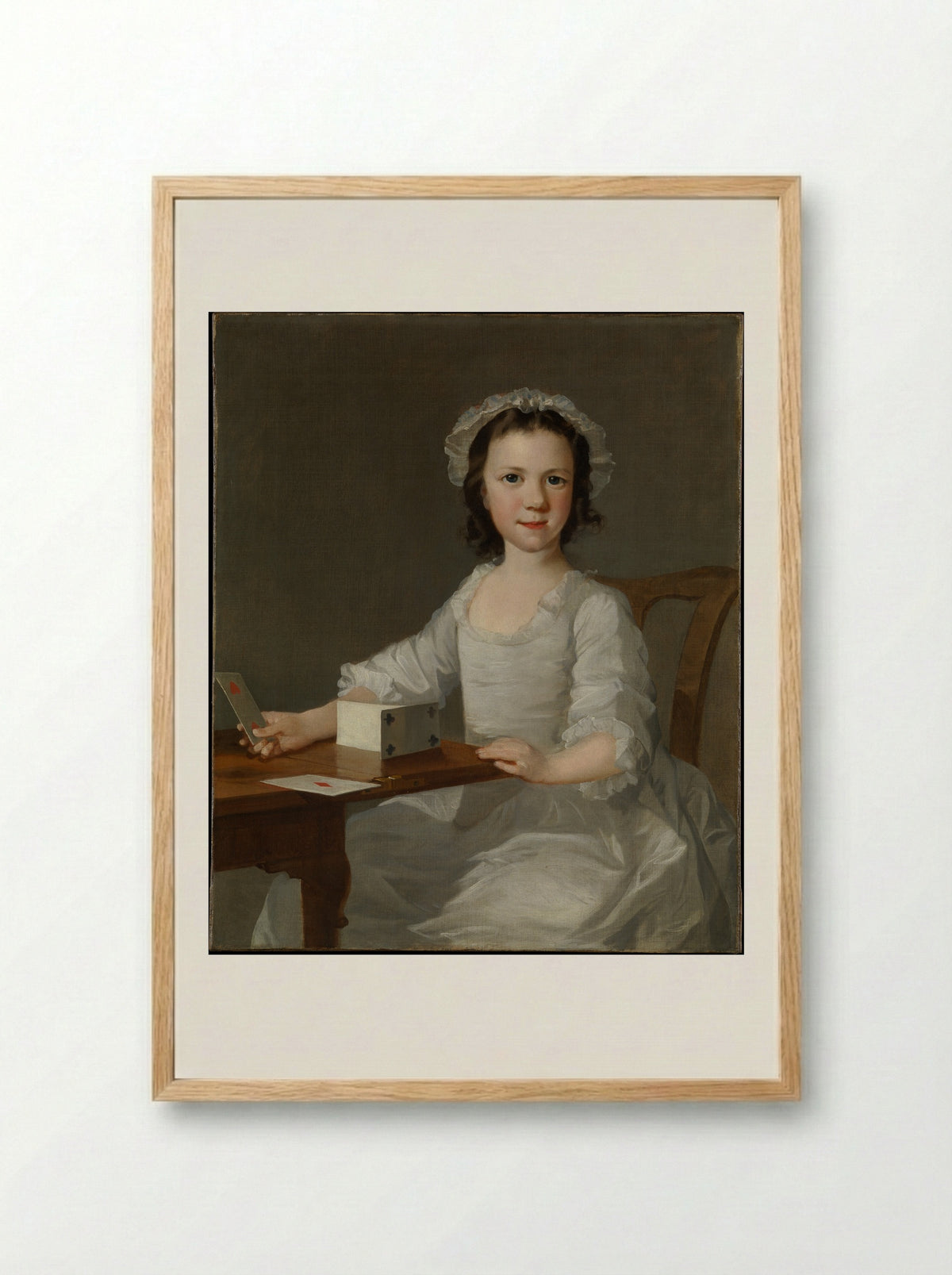 Girl Building a House of Cards - Thomas Frye - Framed Print Wood