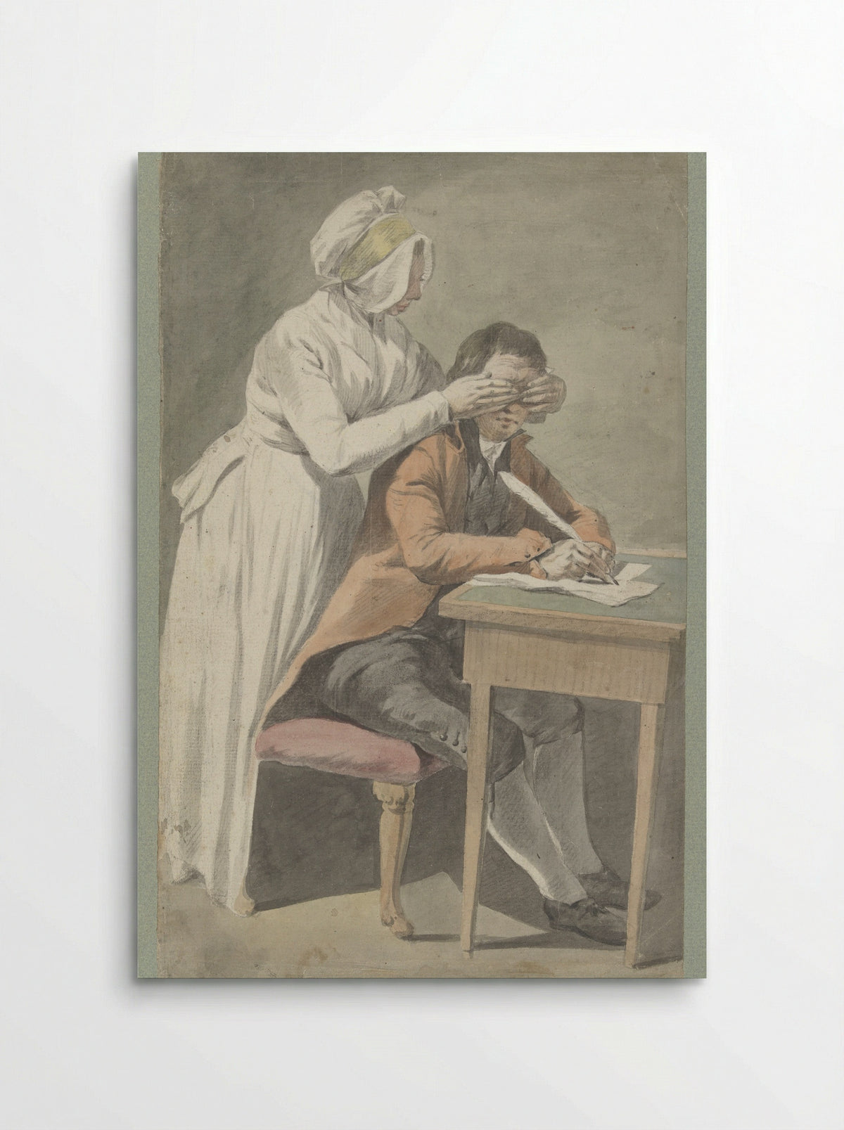 Girl Covering the Eyes of a Young Man - Etienne Jeaurat - Poster