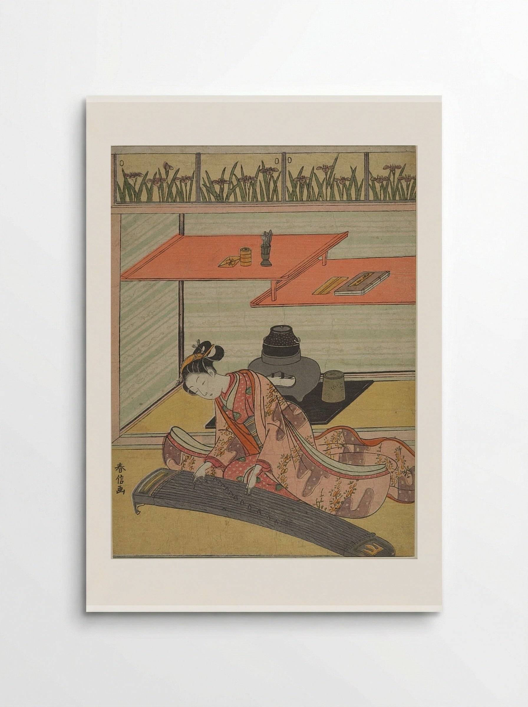 Girl Playing Koto by Chigaidana - Suzuki Harunobu - Poster